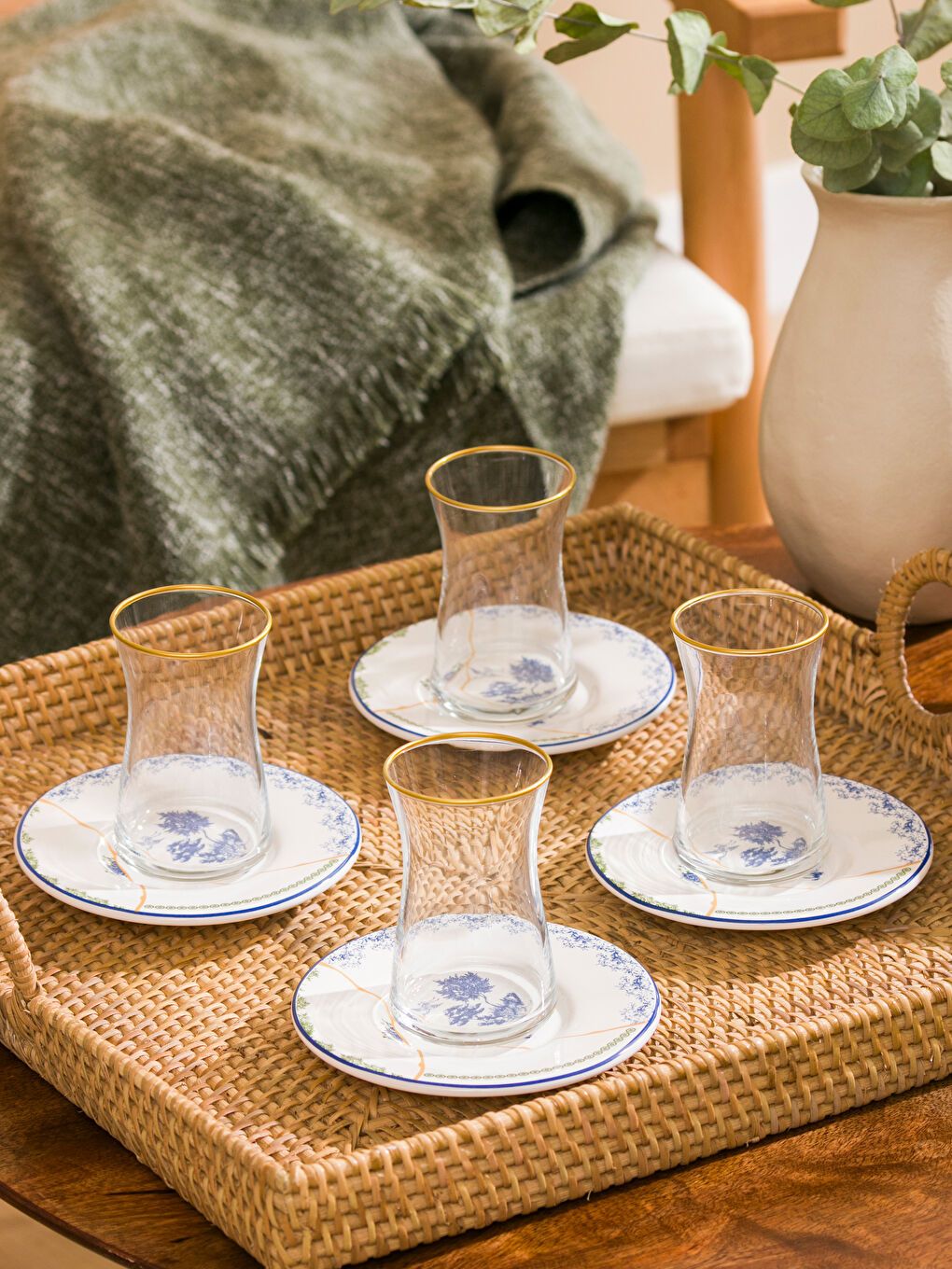 4-Person Printed Tea Glass Set 132 ml-2