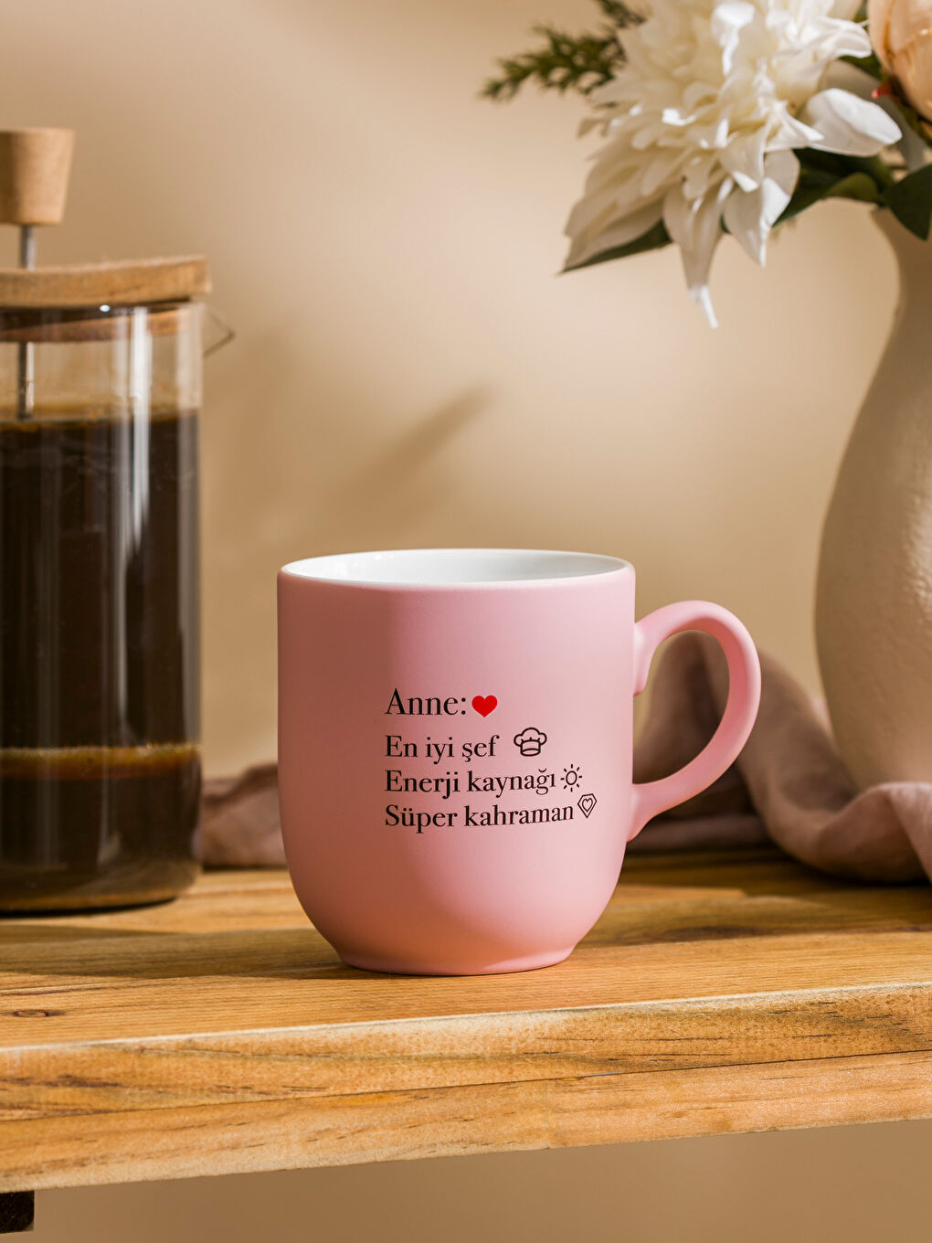 LCW HOME Pembe Baskılı Seramik Kupa 365 ml