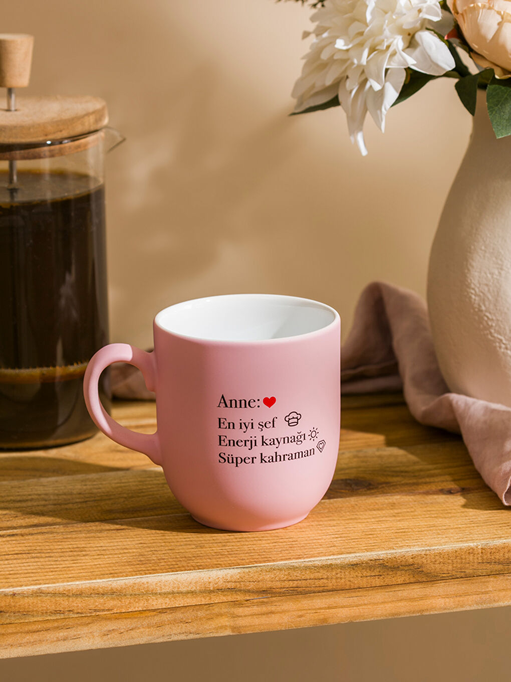 LCW HOME Pembe Baskılı Seramik Kupa 365 ml - 1