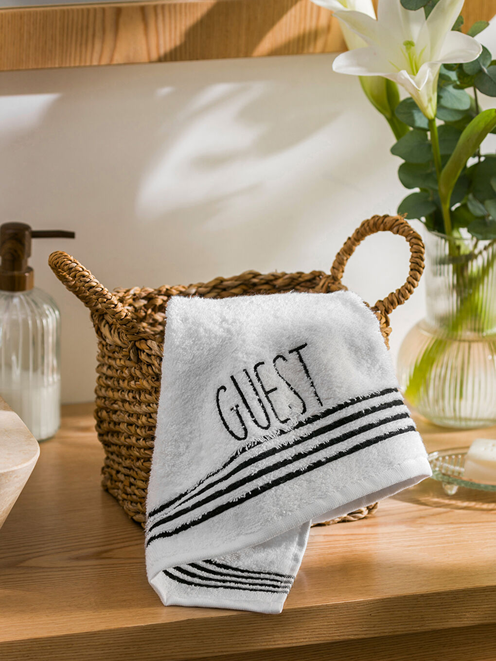 Text Embroidered Face Towel 50x80 Cm -S4JS37Z8-J5E