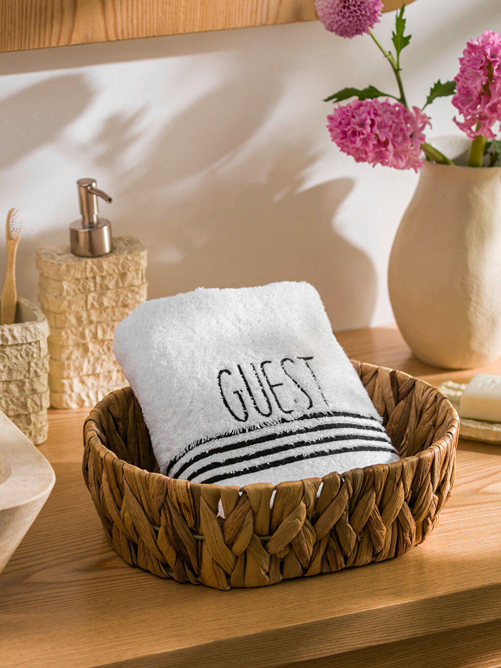 Text Embroidered Face Towel 50x80 Cm -S4JS37Z8-J5E