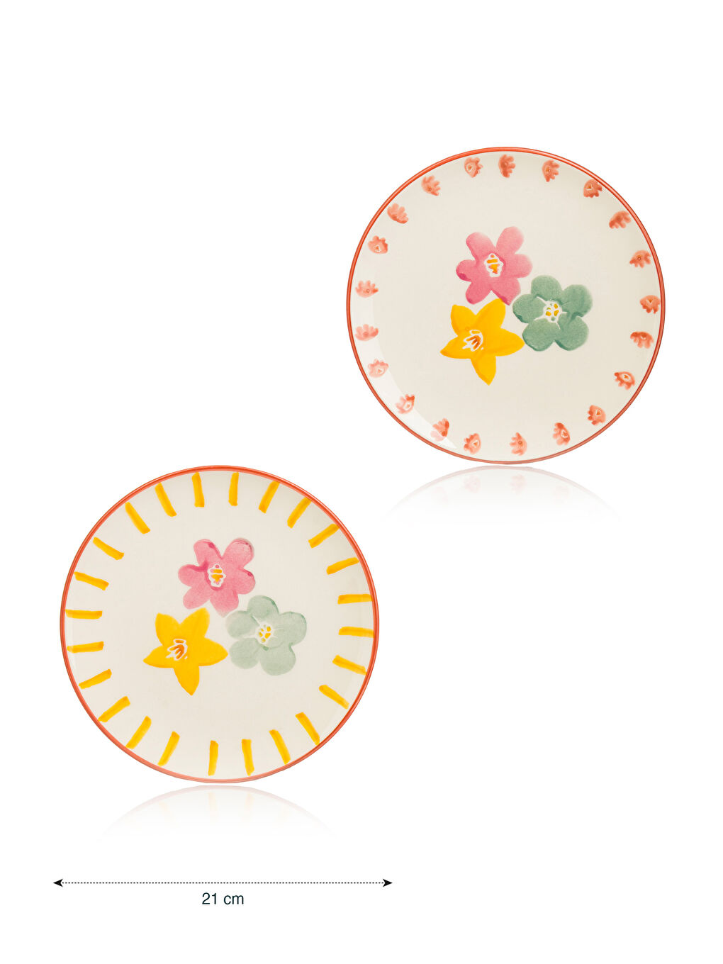 Karışık Çiçek Baskılı Pasta Tabağı 4'lü 21 cm-4