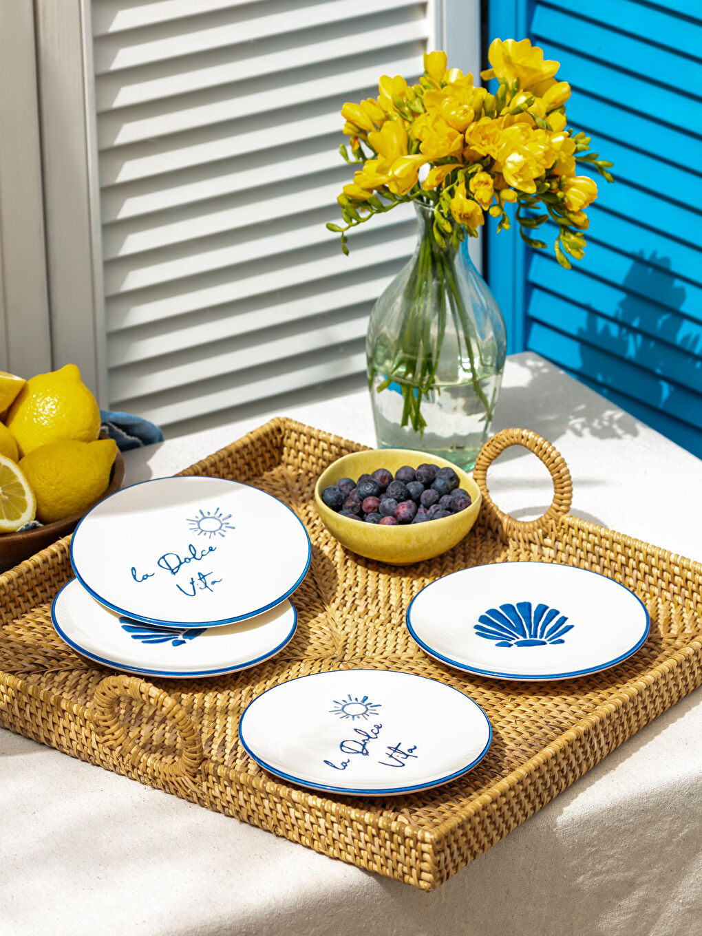 Ensemble de 4 Assiettes à Gâteau en Céramique Imprimée 16 Cm