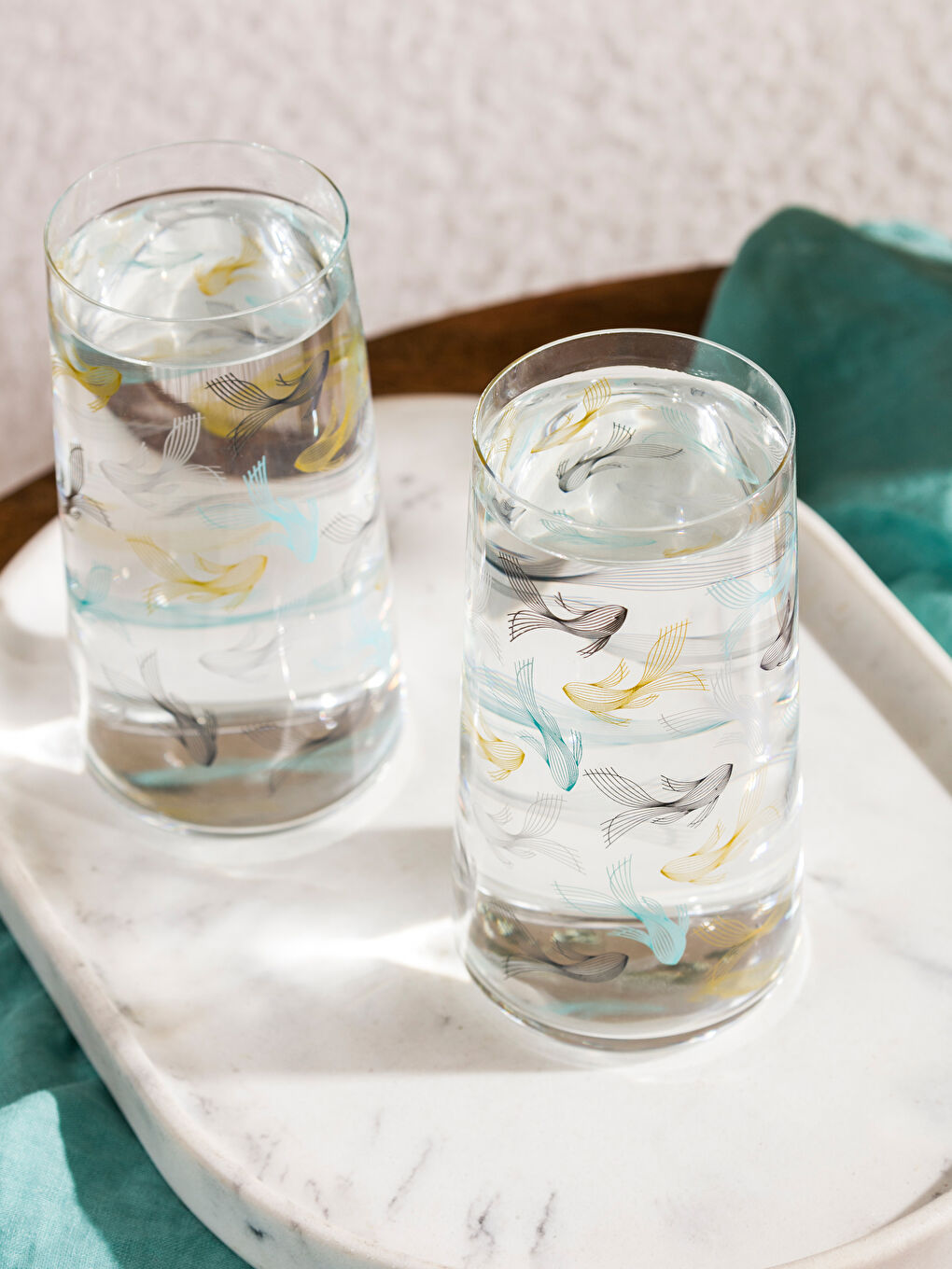 Karışık Balık Baskılı Cam Bardak 540 Ml 2'li-2