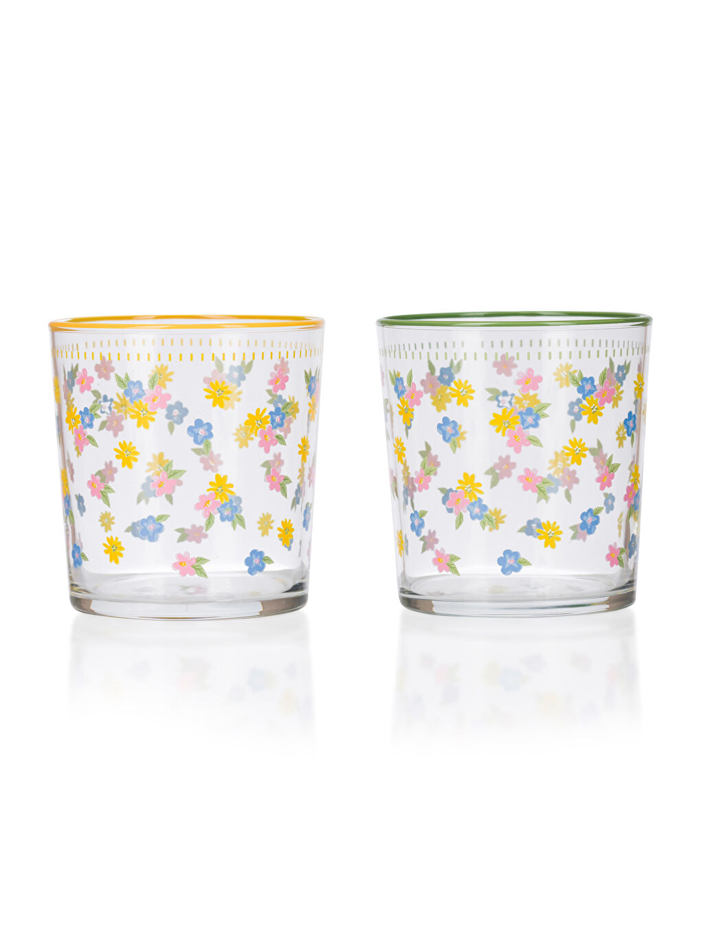 Karışık Çiçek Baskılı Cam Bardak Seti 4'lü 380 ml-4