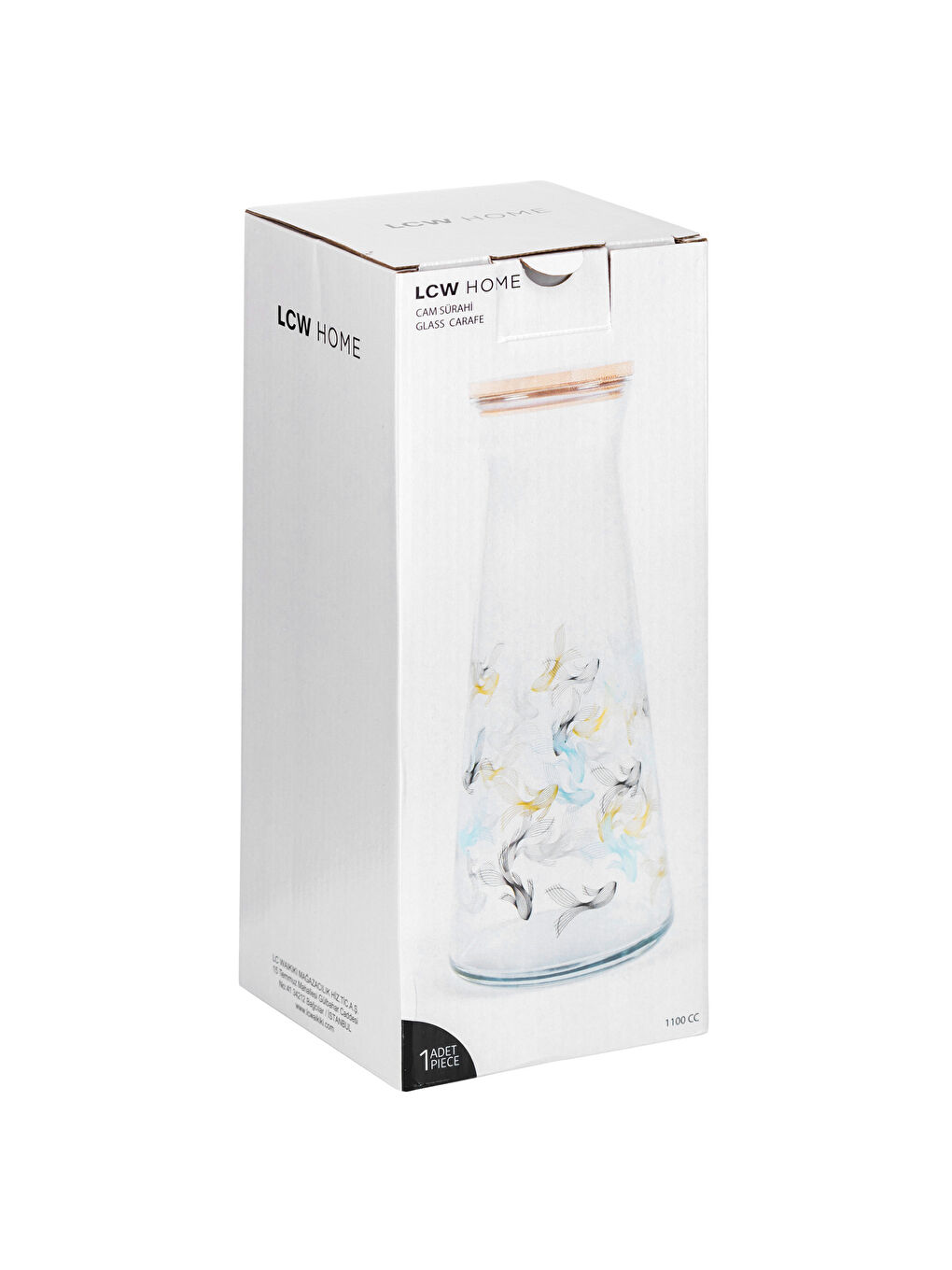 Karışık Baskılı Kapaklı Cam Sürahi 700 ml-4