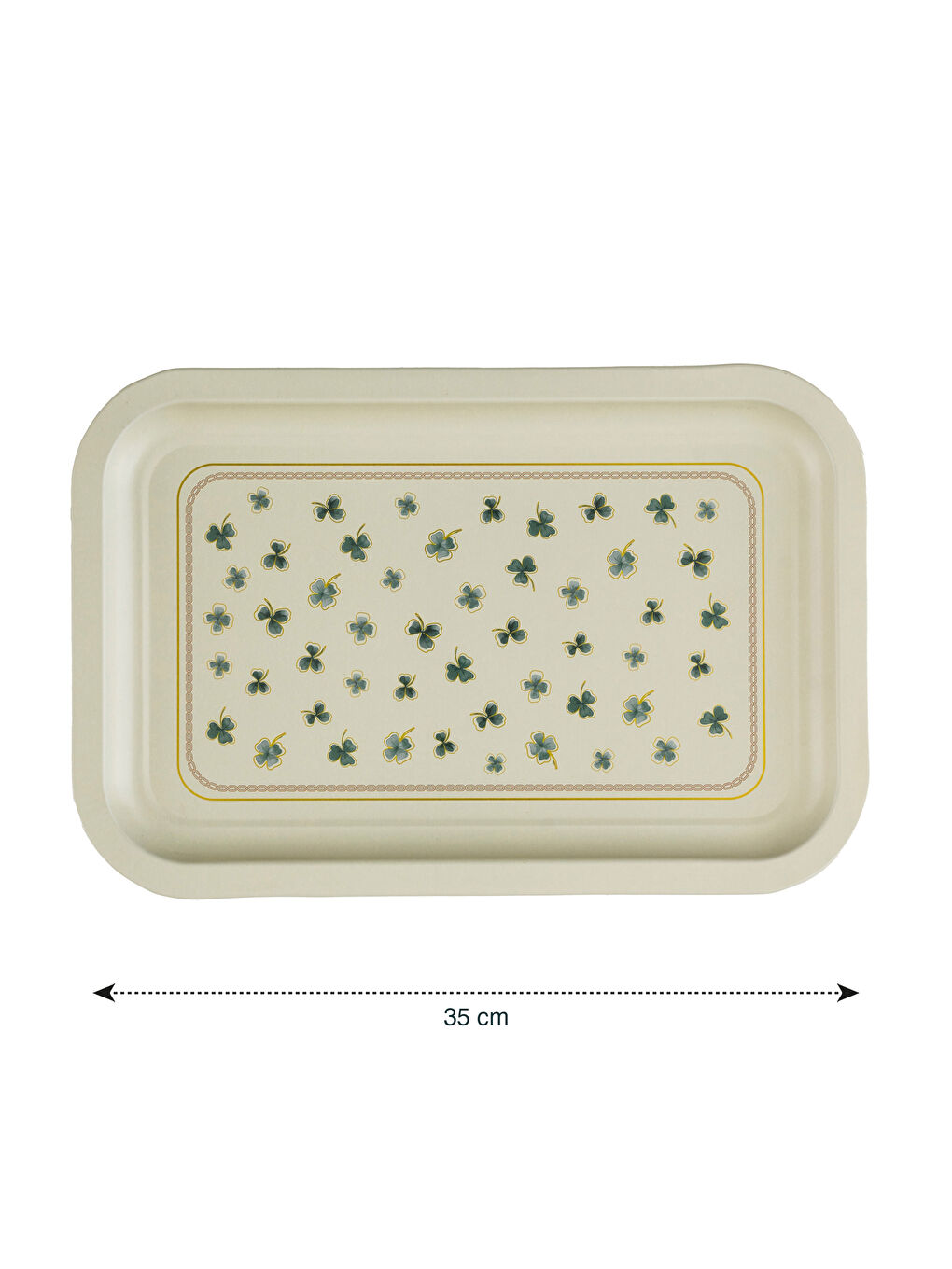 Yeşil Çiçek Baskılı Metal Tepsi 34 cm-3