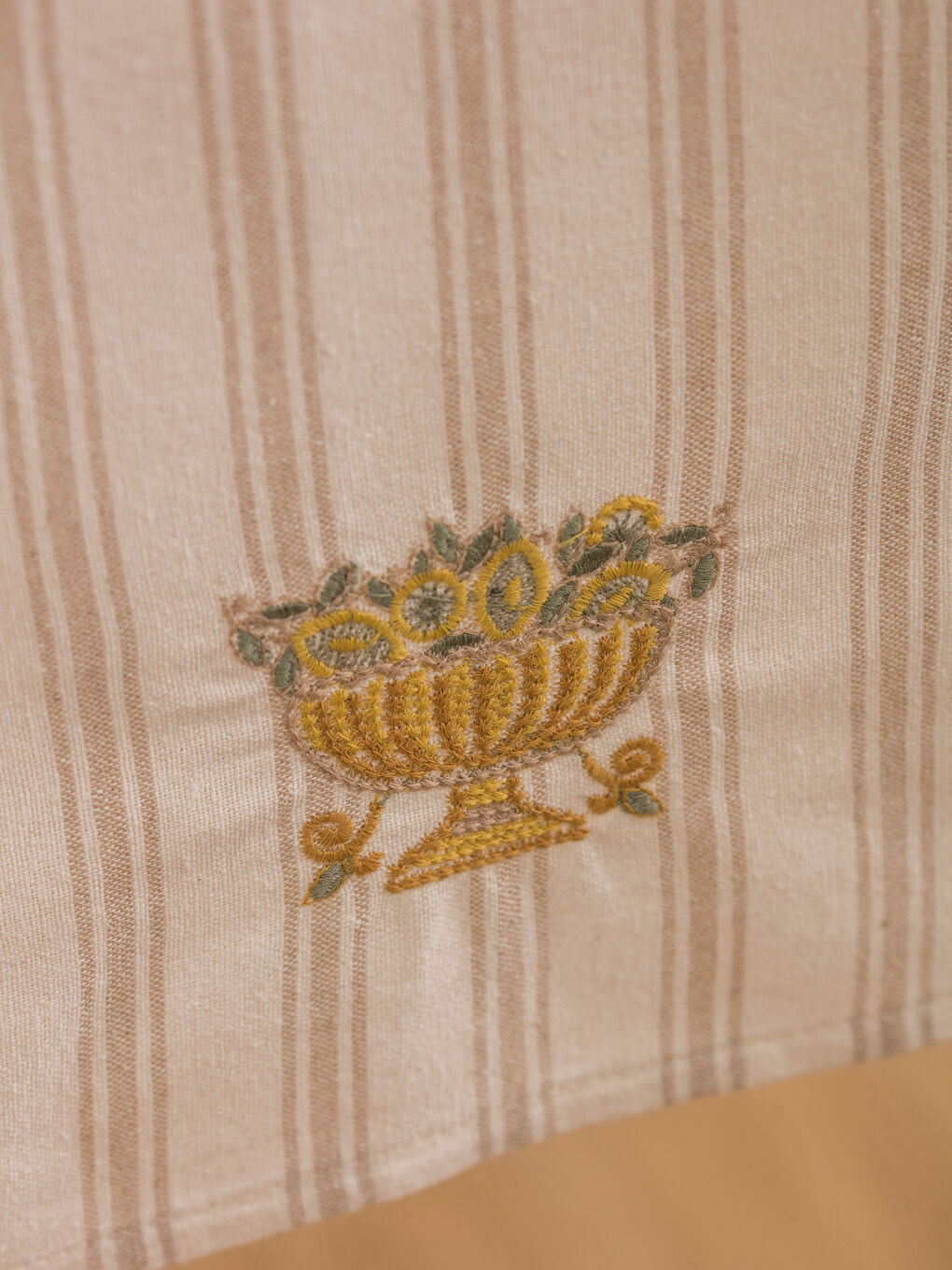 Line Patterned Embroidered Runner 45x150 Cm -S4JY84Z8-F9C