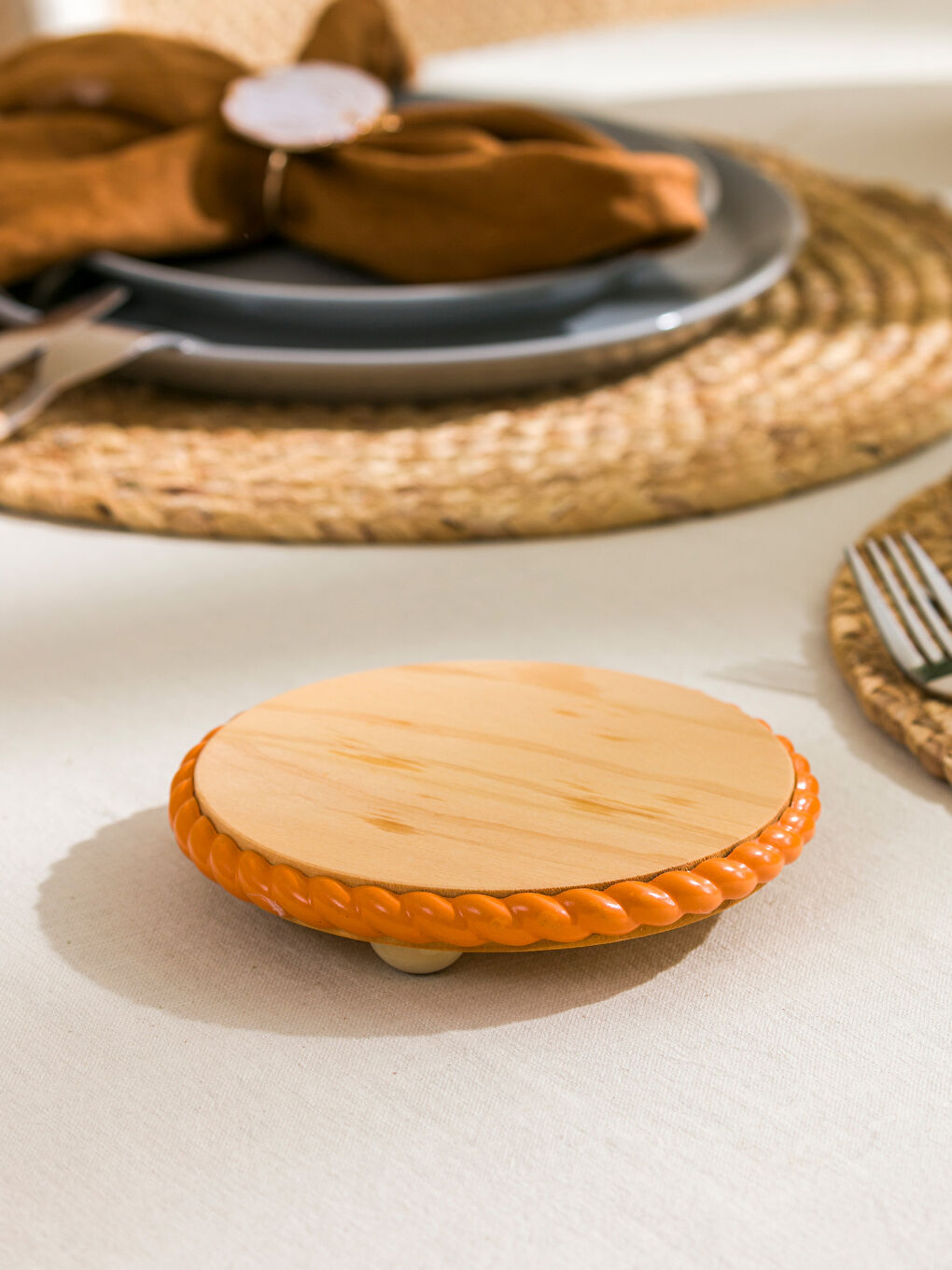 Kahverengi Ahşap Sunum Tahtası 15 cm-1