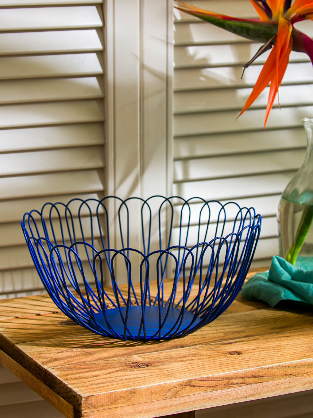Mavi Oval Metal Dekoratif Tepsi 27 cm