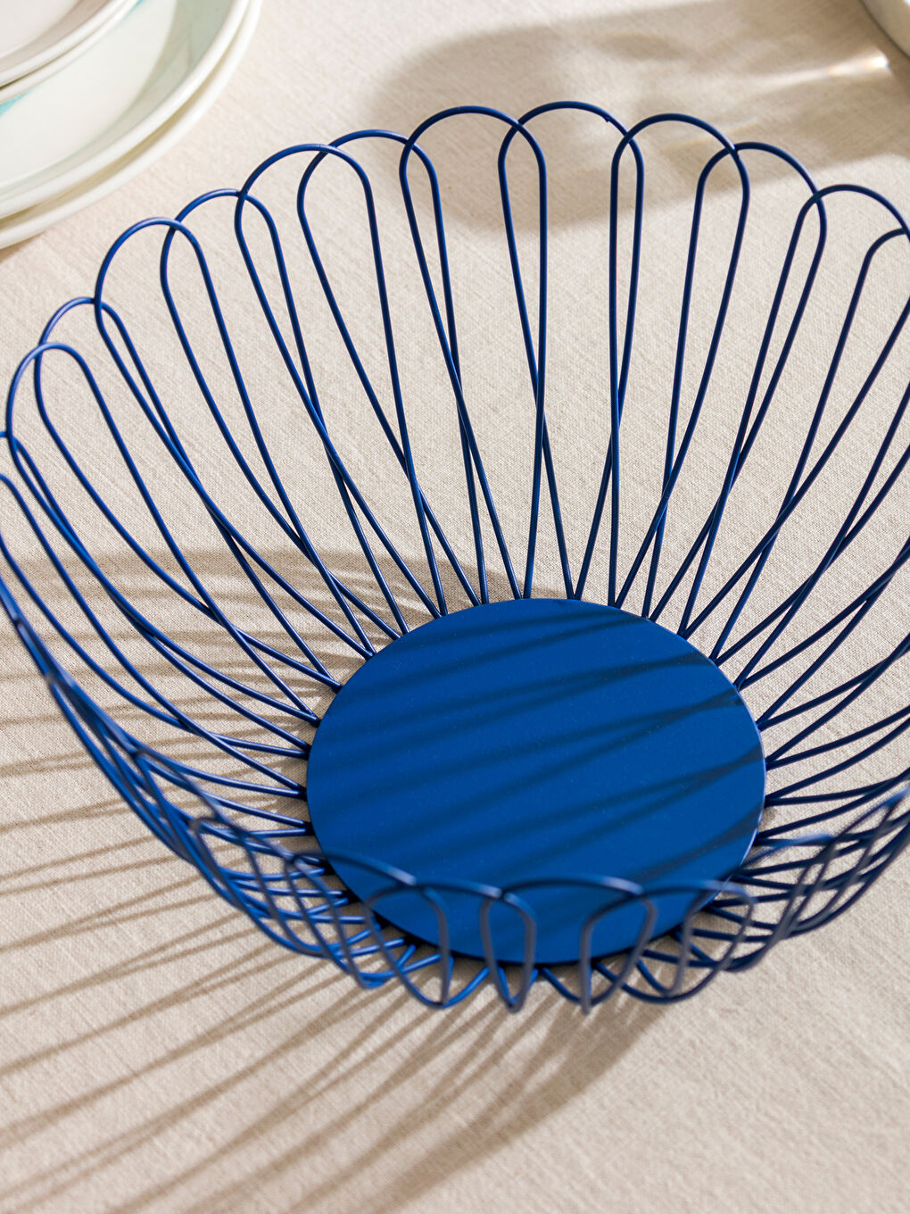 Mavi Oval Metal Dekoratif Tepsi 27 cm-1