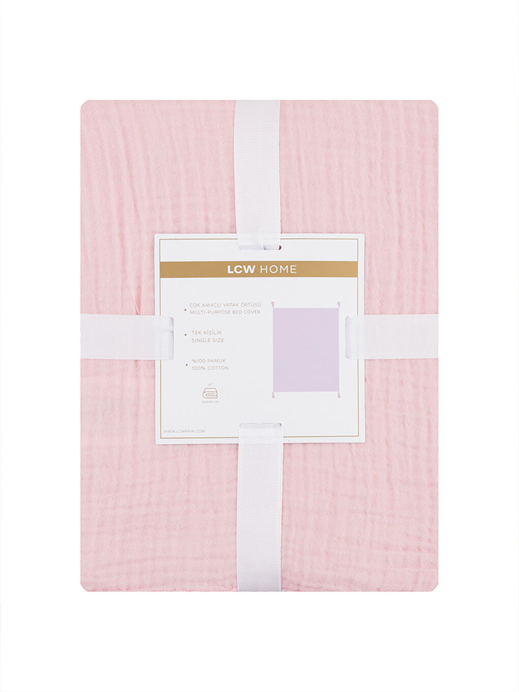 Pembe Püsküllü Tek Kişilik Yatak Örtüsü 165x185 cm-3
