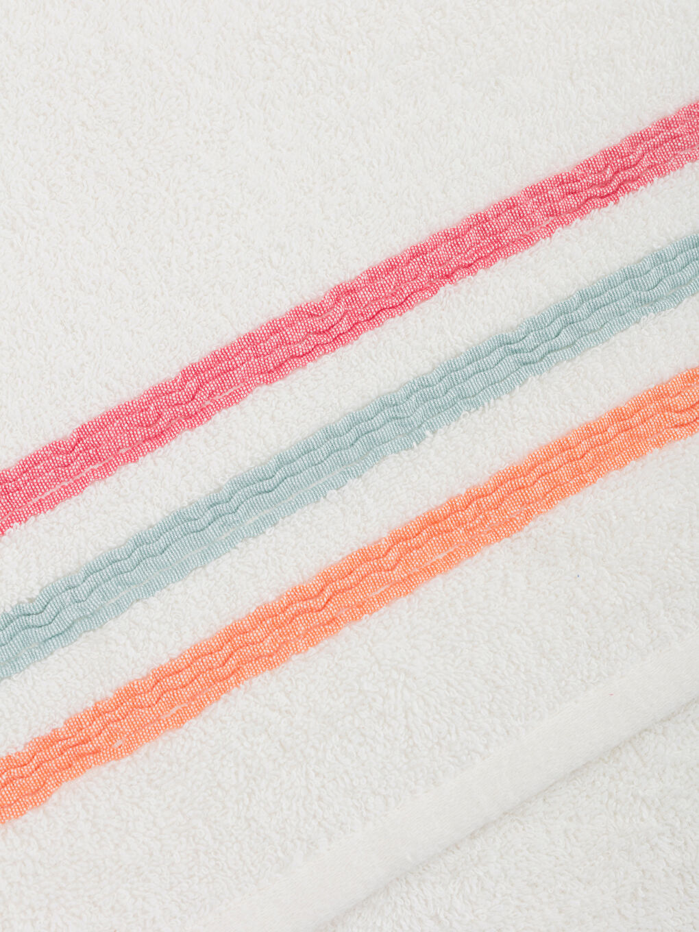 Ekru Çizgi Desenli Yüz Havlusu 50x80 cm-3