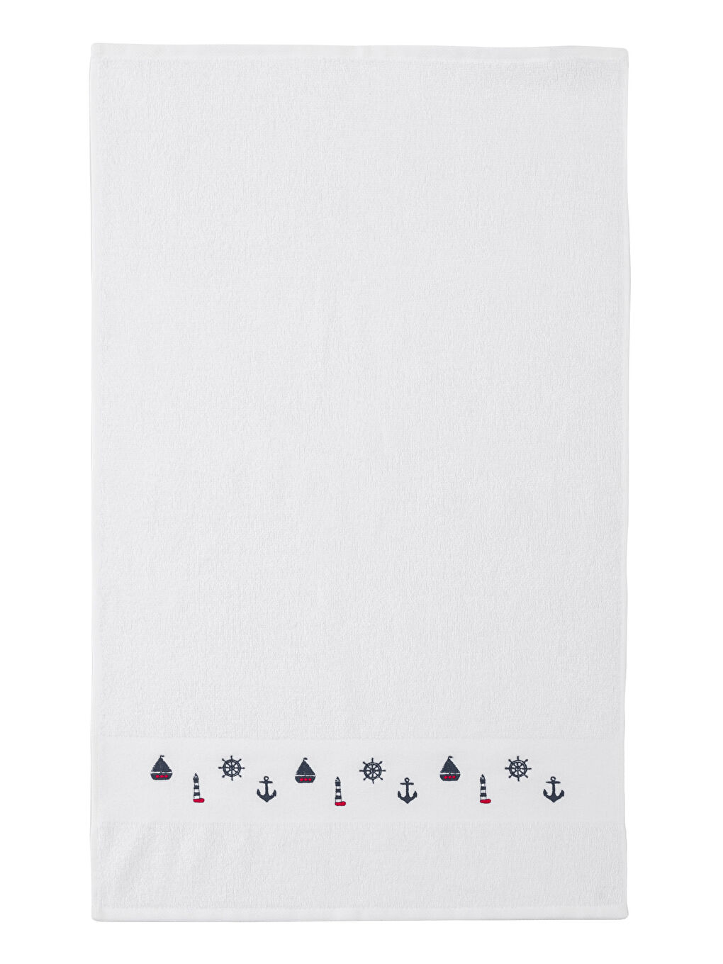 Beyaz Pamuklu Nakışlı Yüz Havlusu 50x80 cm-4