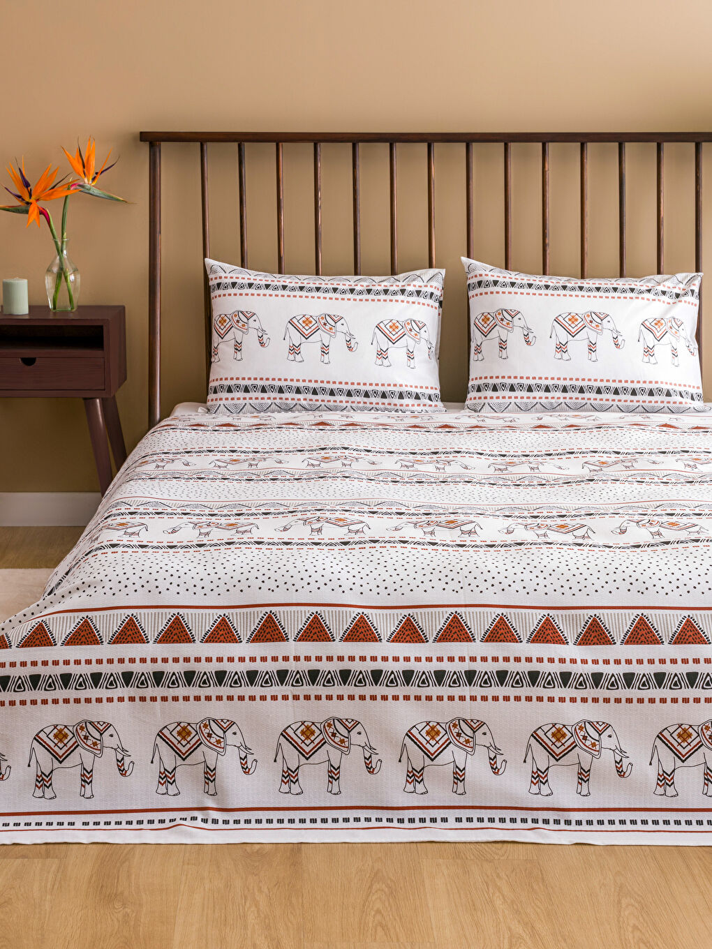 Karışık Fil Baskılı Çift Kişilik Pike Seti