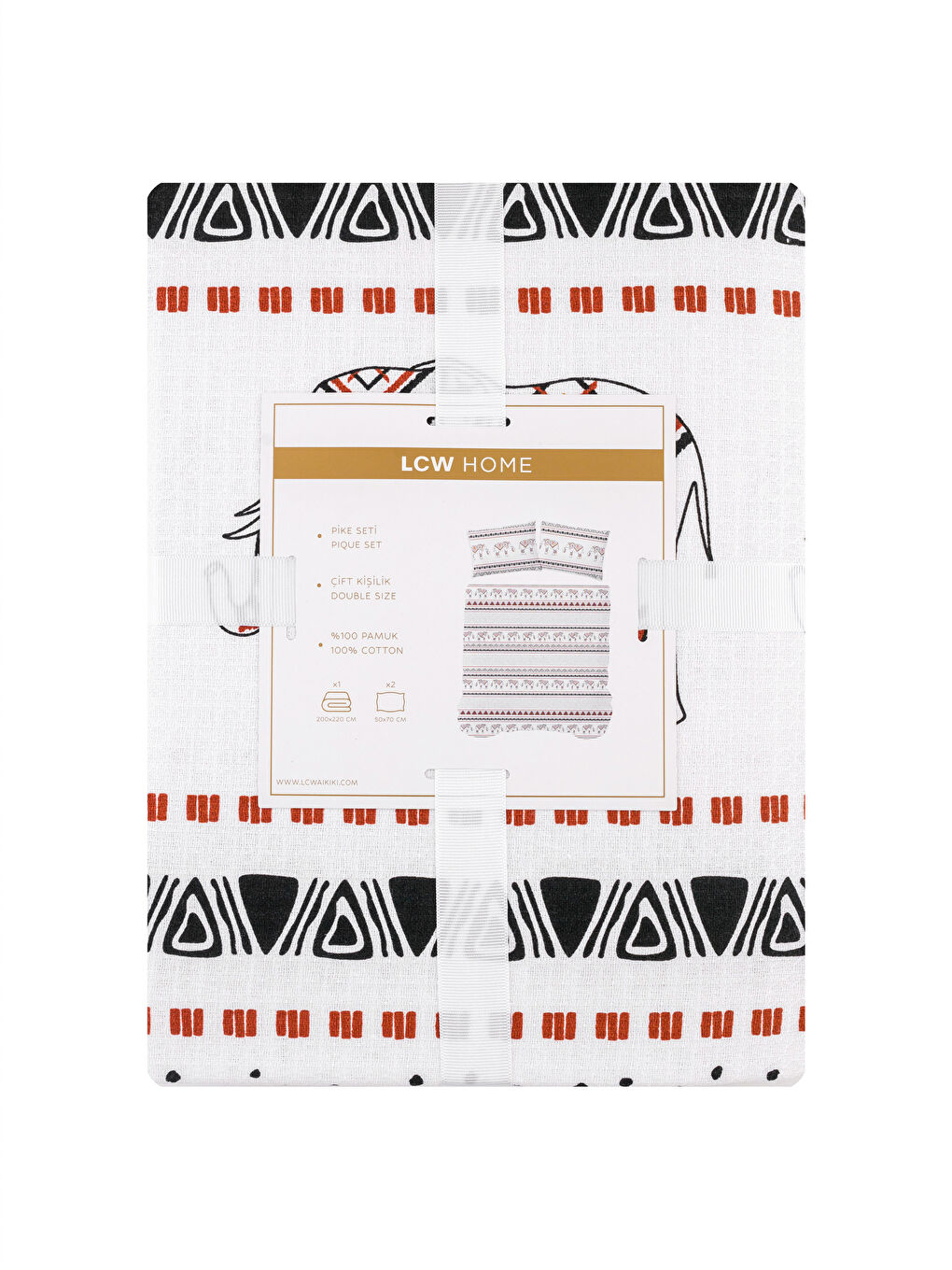 Karışık Fil Baskılı Çift Kişilik Pike Seti-6