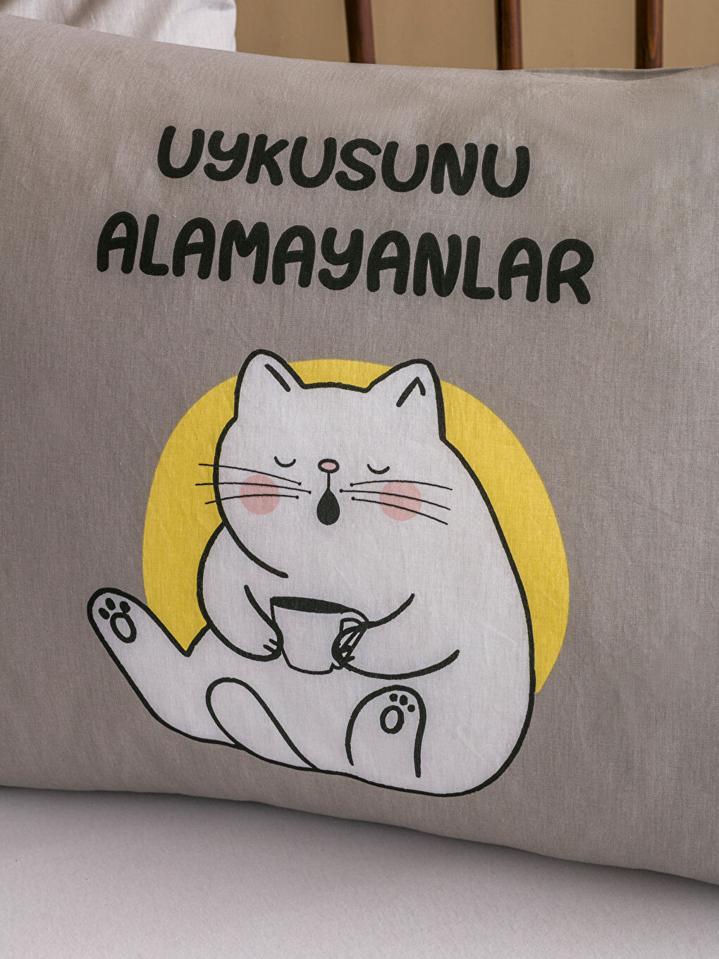 LCW HOME Gri Kedi Baskılı Yastık Kılıfı 2'li 50x70 Cm - 2