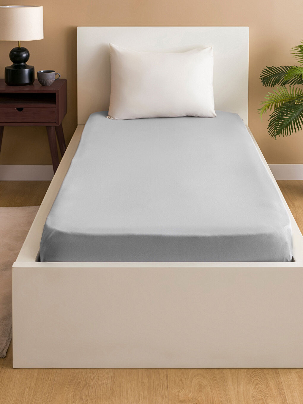 Plain Cotton Single Elastic Bed Sheet 100x200x30 Cm -S4LB73Z8-CWL