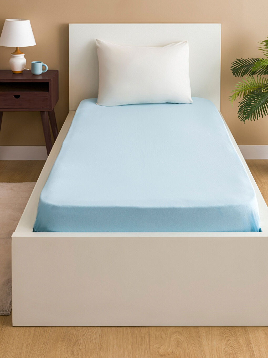 Plain Cotton Single Elastic Bed Sheet 100x200x30 Cm -S4LB73Z8-QXM
