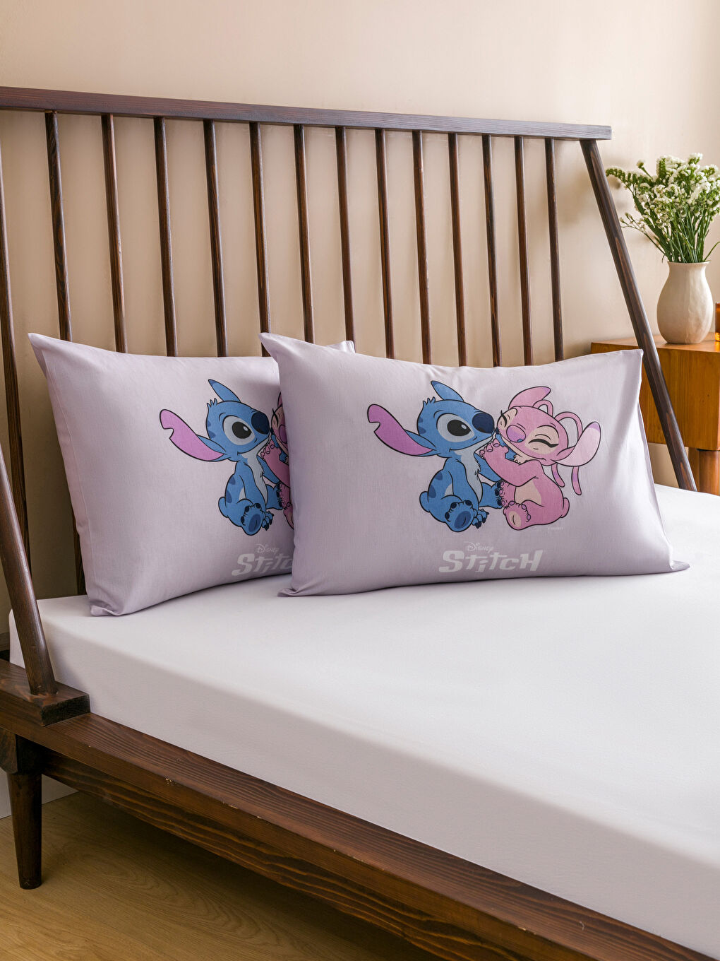 Lila Lilo ve Stitch Baskılı Yastık Kılıfı 2'li 50x70 cm
