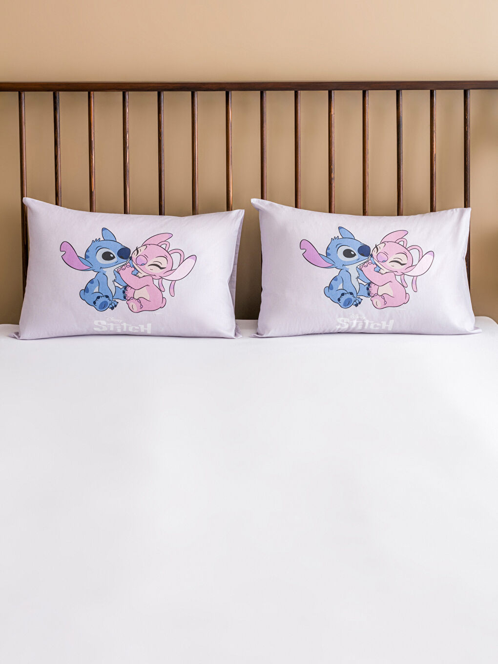 Lila Lilo ve Stitch Baskılı Yastık Kılıfı 2'li 50x70 cm-1