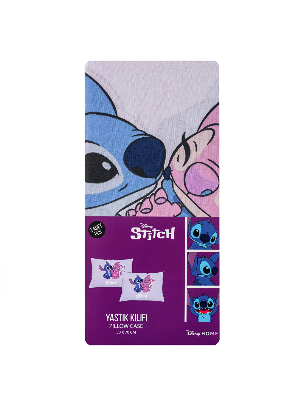 Lila Lilo ve Stitch Baskılı Yastık Kılıfı 2'li 50x70 cm-3