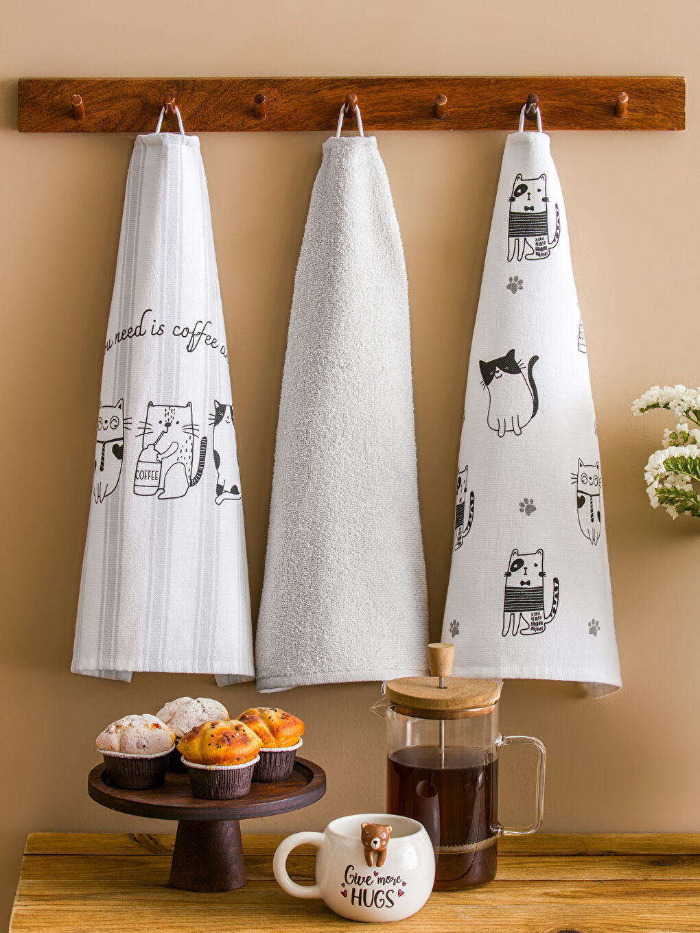 Siyah Baskılı Kurulama Bezi 3'lü 40x50 cm