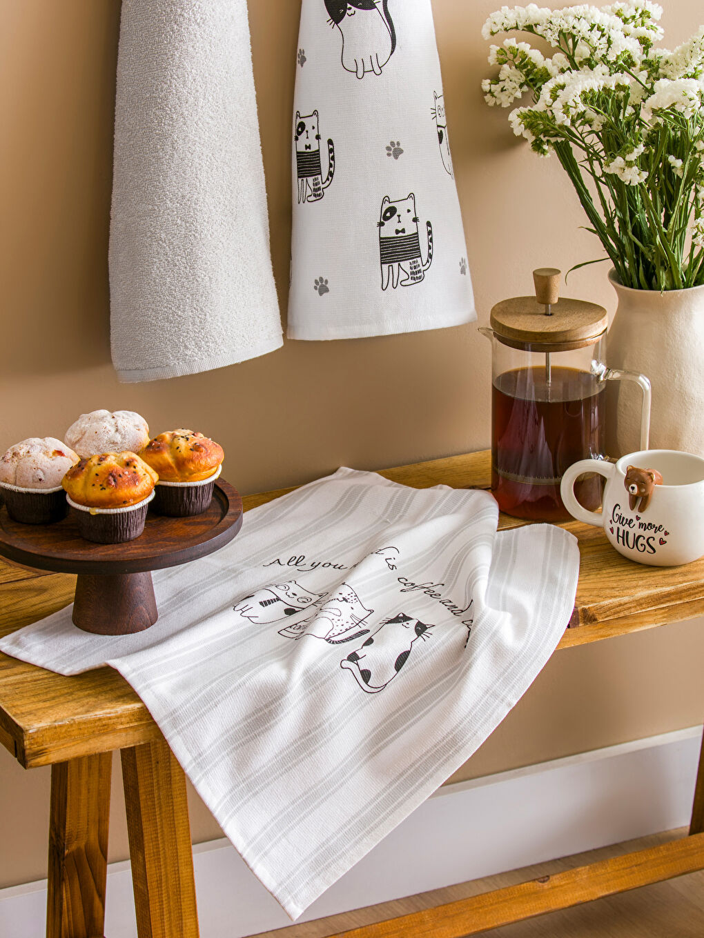 Siyah Baskılı Kurulama Bezi 3'lü 40x50 cm-1