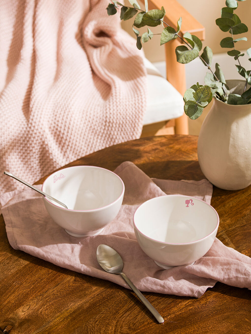 Pembe Barbie Baskılı Seramik Kase 2'li 15 cm