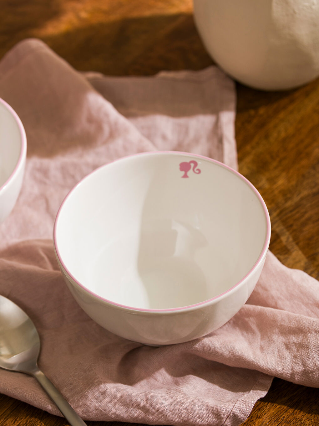 Pembe Barbie Baskılı Seramik Kase 2'li 15 cm-1