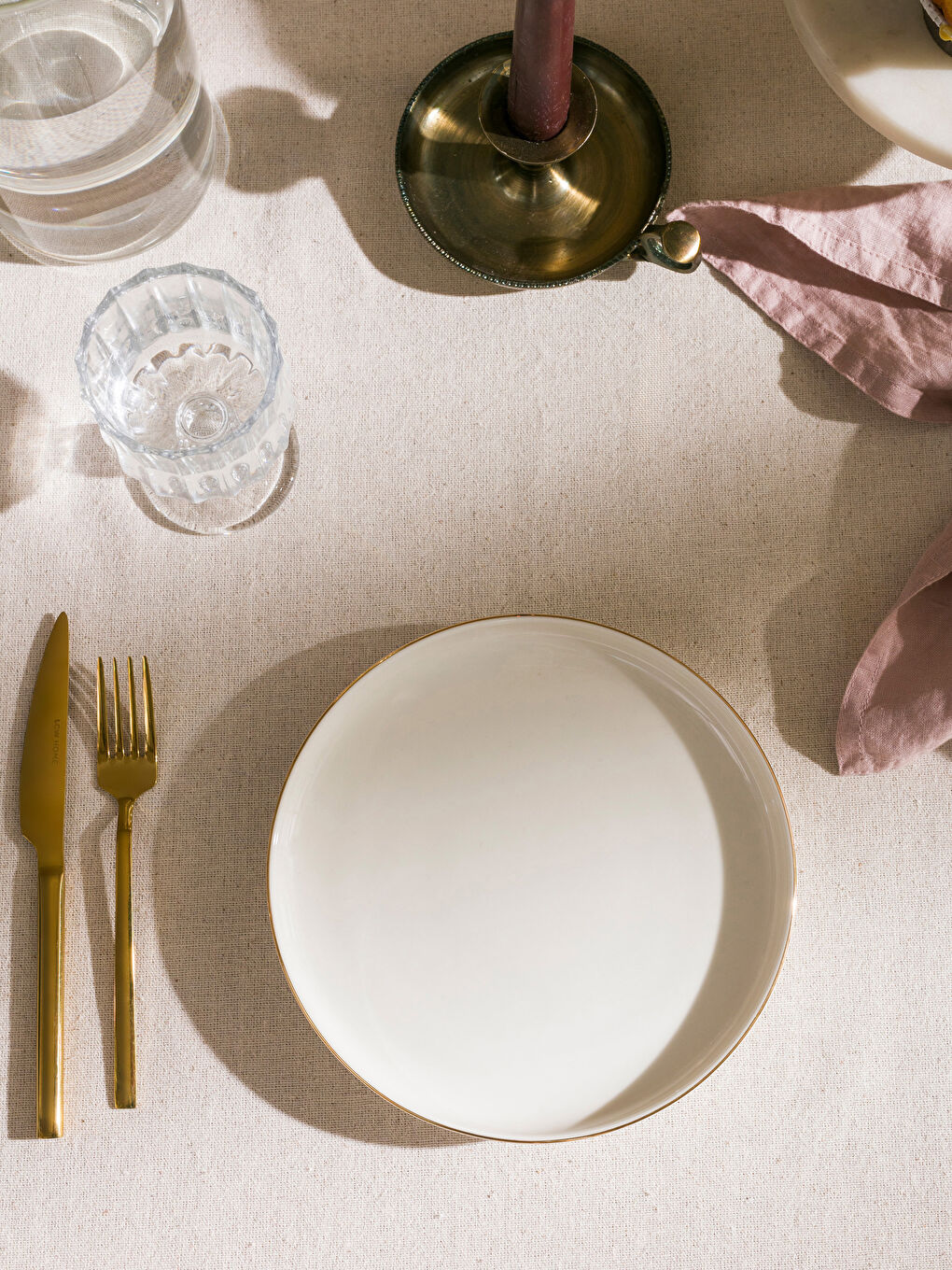 Ekru Porselen Çukur Tabak 19 cm-1