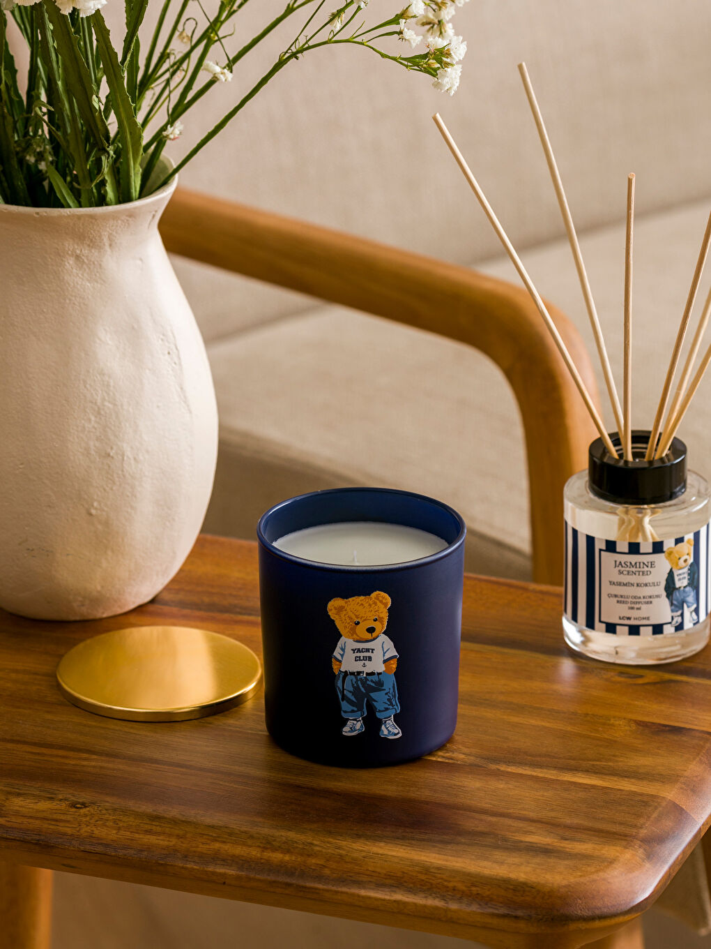 Karışık Ayı Teddy Baskılı Bardak Mum-1