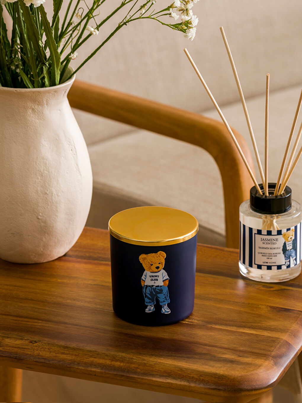 Karışık Ayı Teddy Baskılı Bardak Mum-2