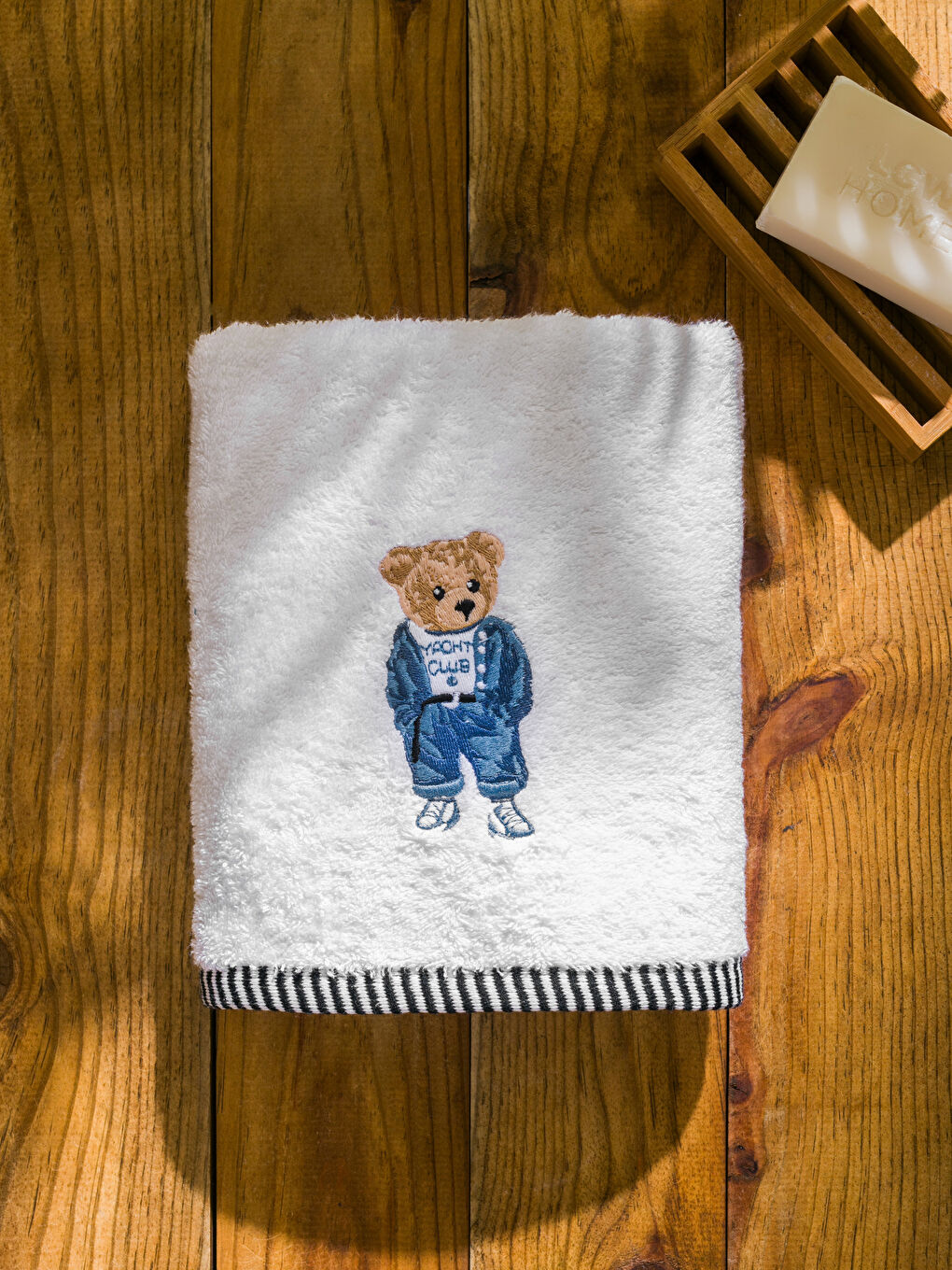 Beyaz Teddy Ayıcık Nakışlı El Havlusu 50x80 cm-2