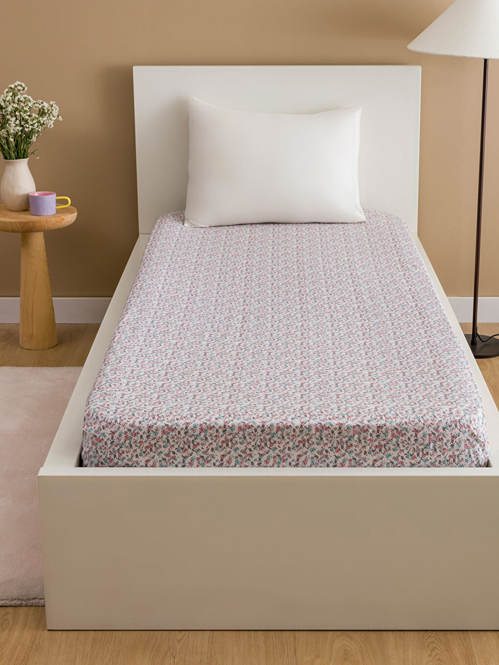 Floral Printed Single Fitted Sheet -S4MI20Z8-F9C
