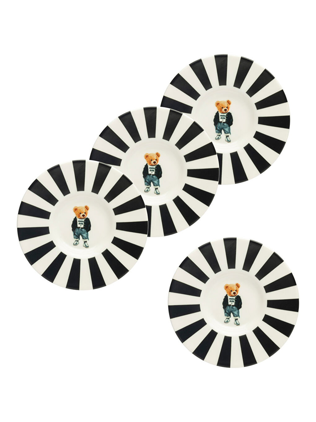 Karışık Ayı Teddy Baskılı Çay Tabağı Seti 4'lü-4