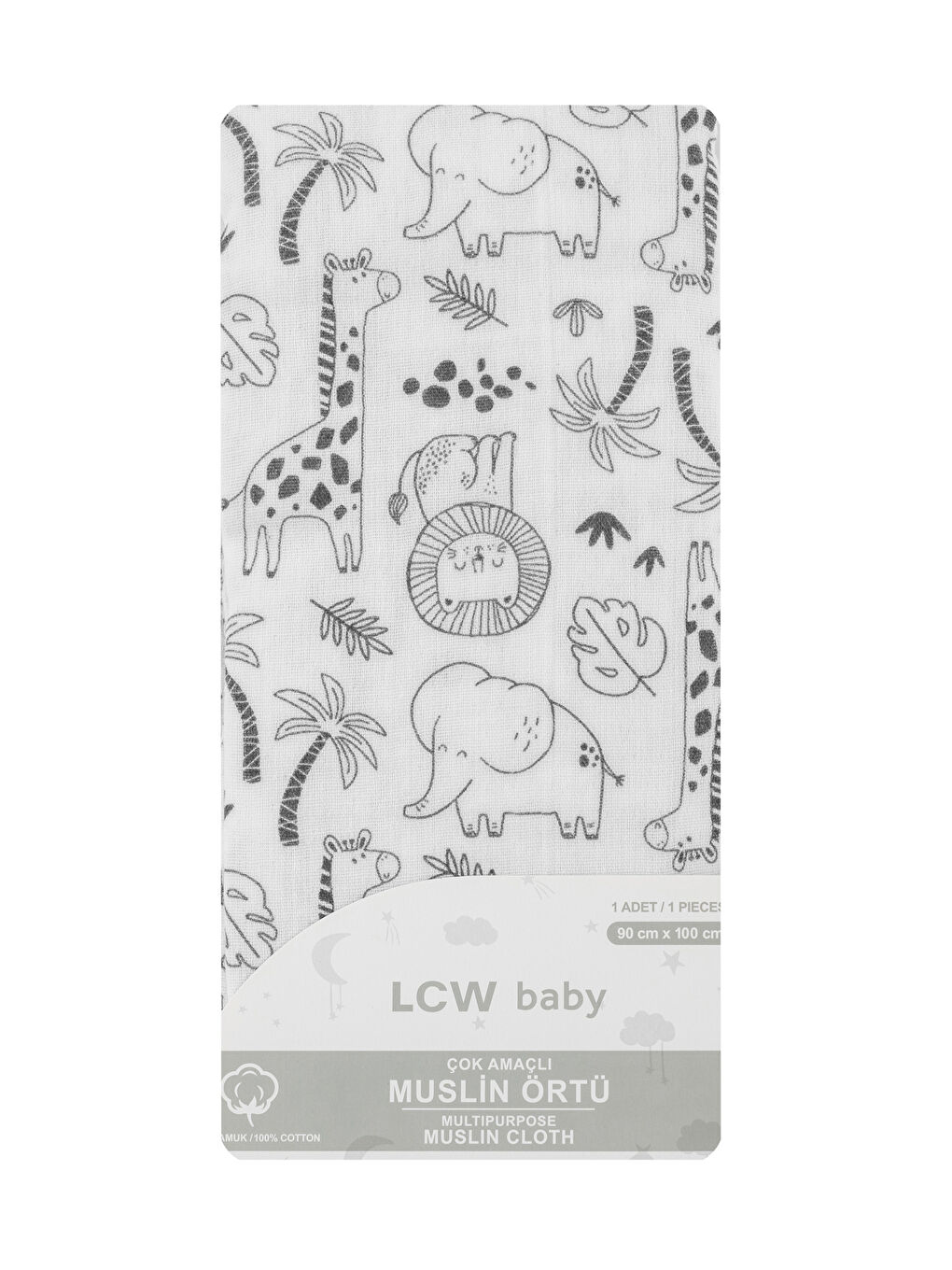 LCW baby Ekru Baskılı Baskılı Bebek Müslin Örtü 90x100 Cm - 4