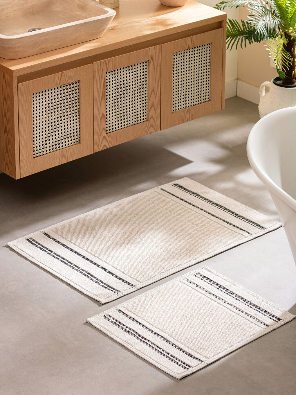 LCW HOME Ekru Desenli Banyo Paspası 2'li