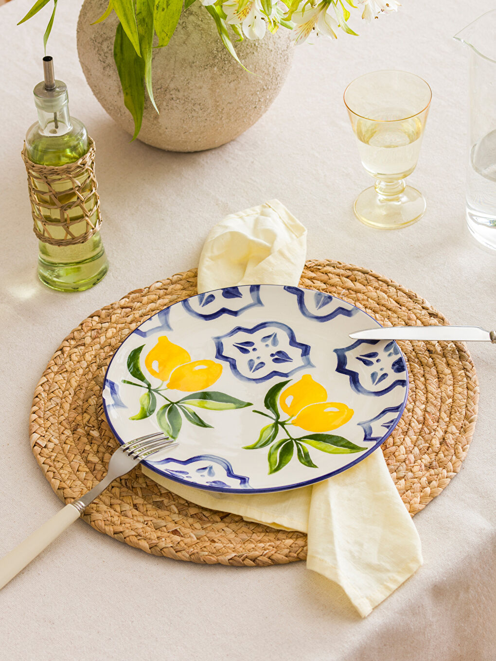 Karışık Çiçek Baskılı Servis Tabağı 26 cm