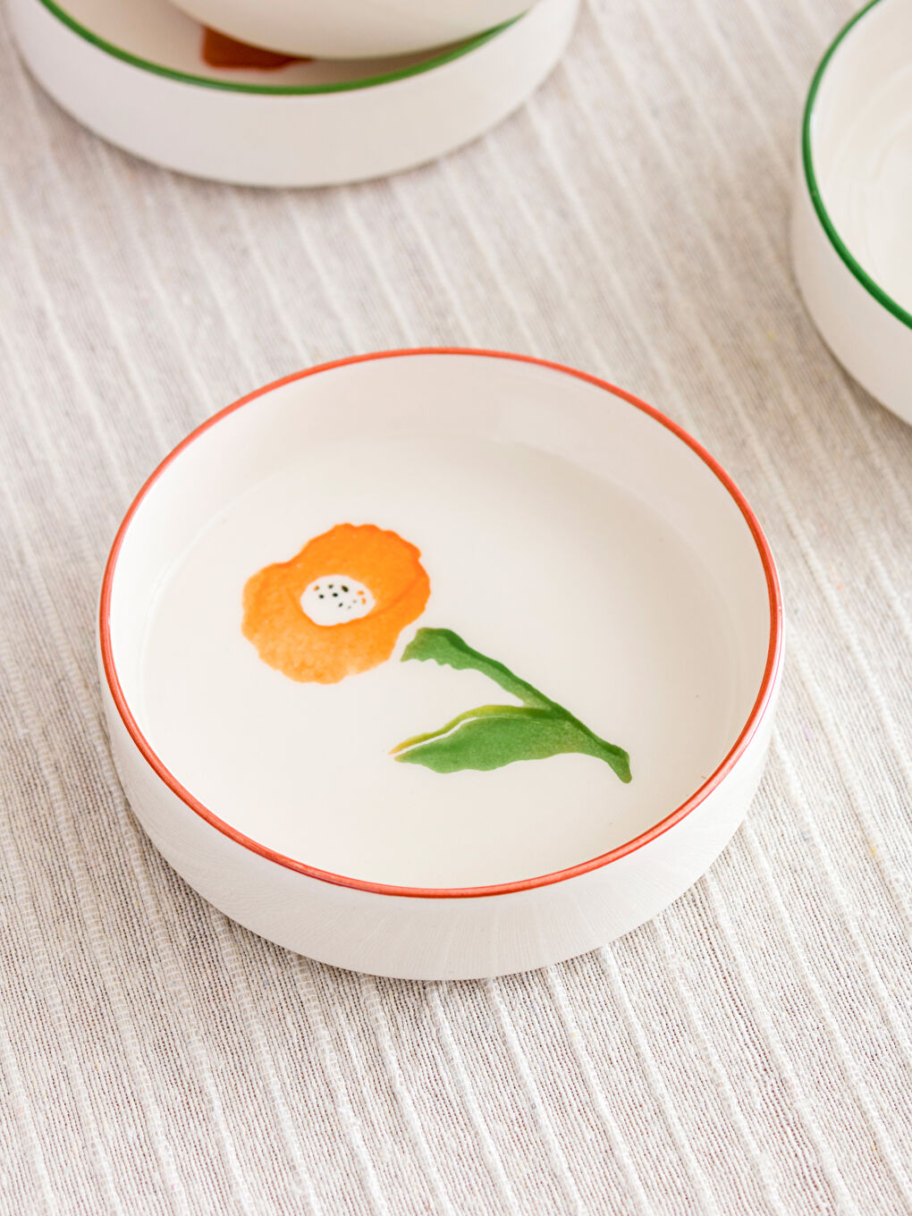 Floral Pattern Ceramic Bowl Set 4-pack 13 cm-1