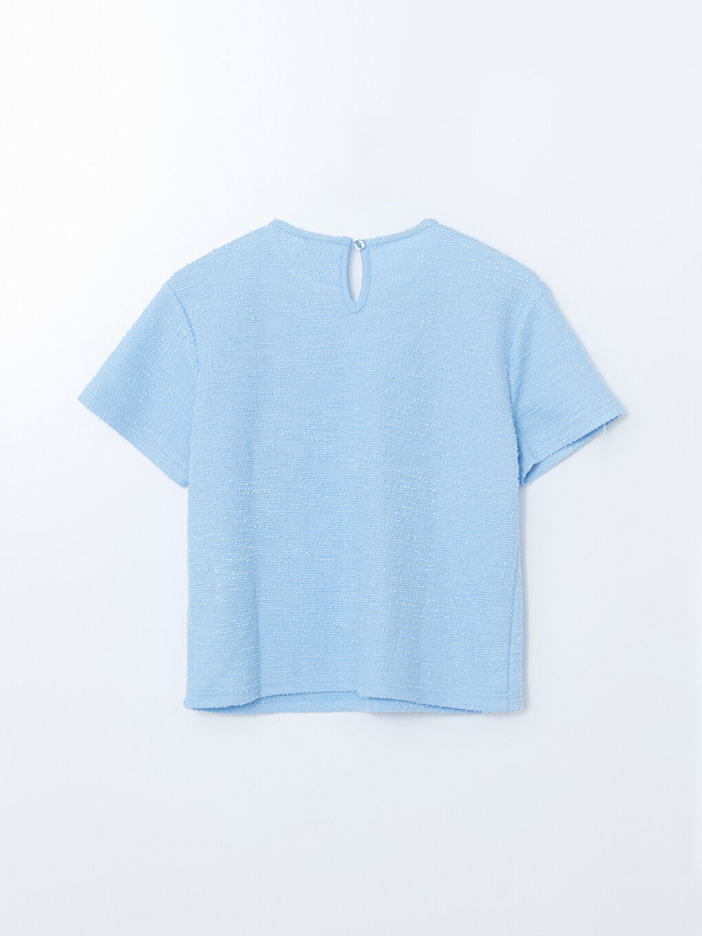 Mavi Bisiklet Yaka Dokulu Kız Çocuk Tişört-1