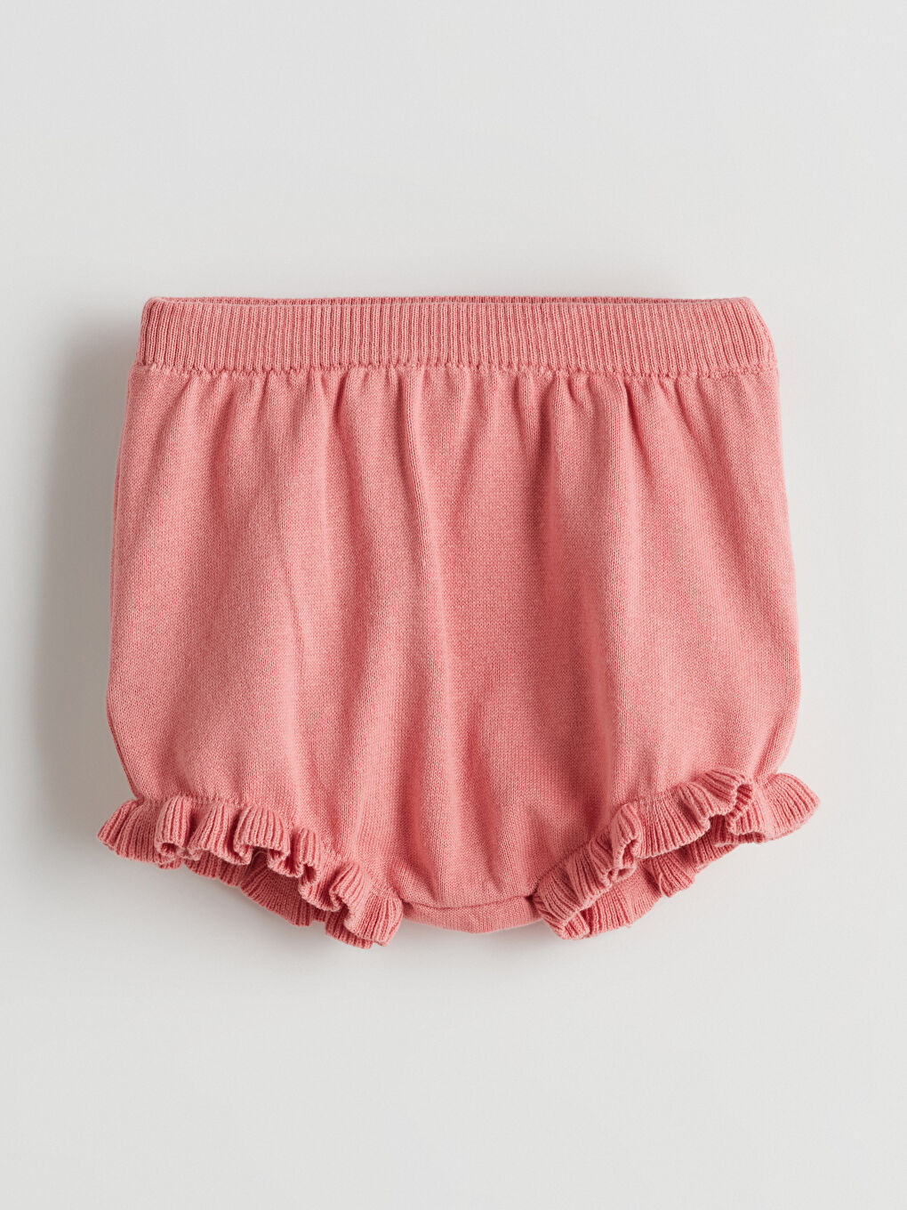 Pembe Beli Lastikli Kız Bebek Triko Şort