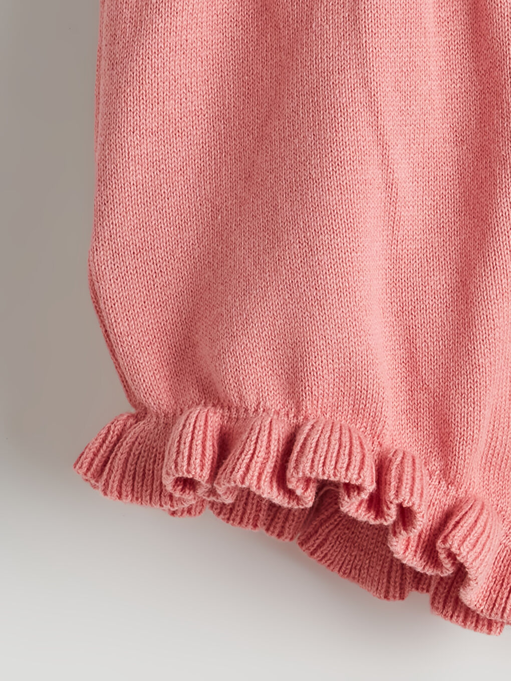 Pembe Beli Lastikli Kız Bebek Triko Şort-1