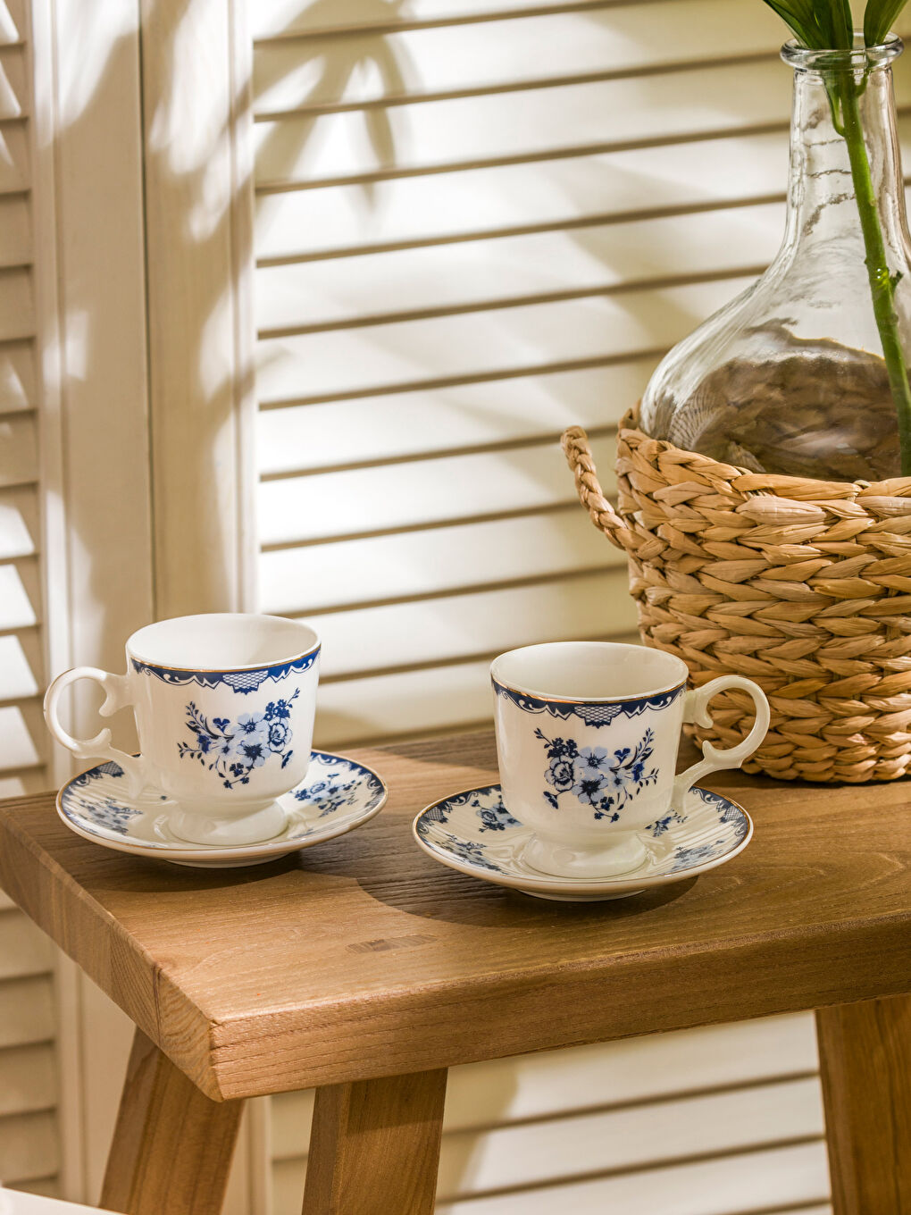 LCW HOME Mavi Baskılı 2 Kişilik Porselen Kahve Fincan Takımı 90 ml