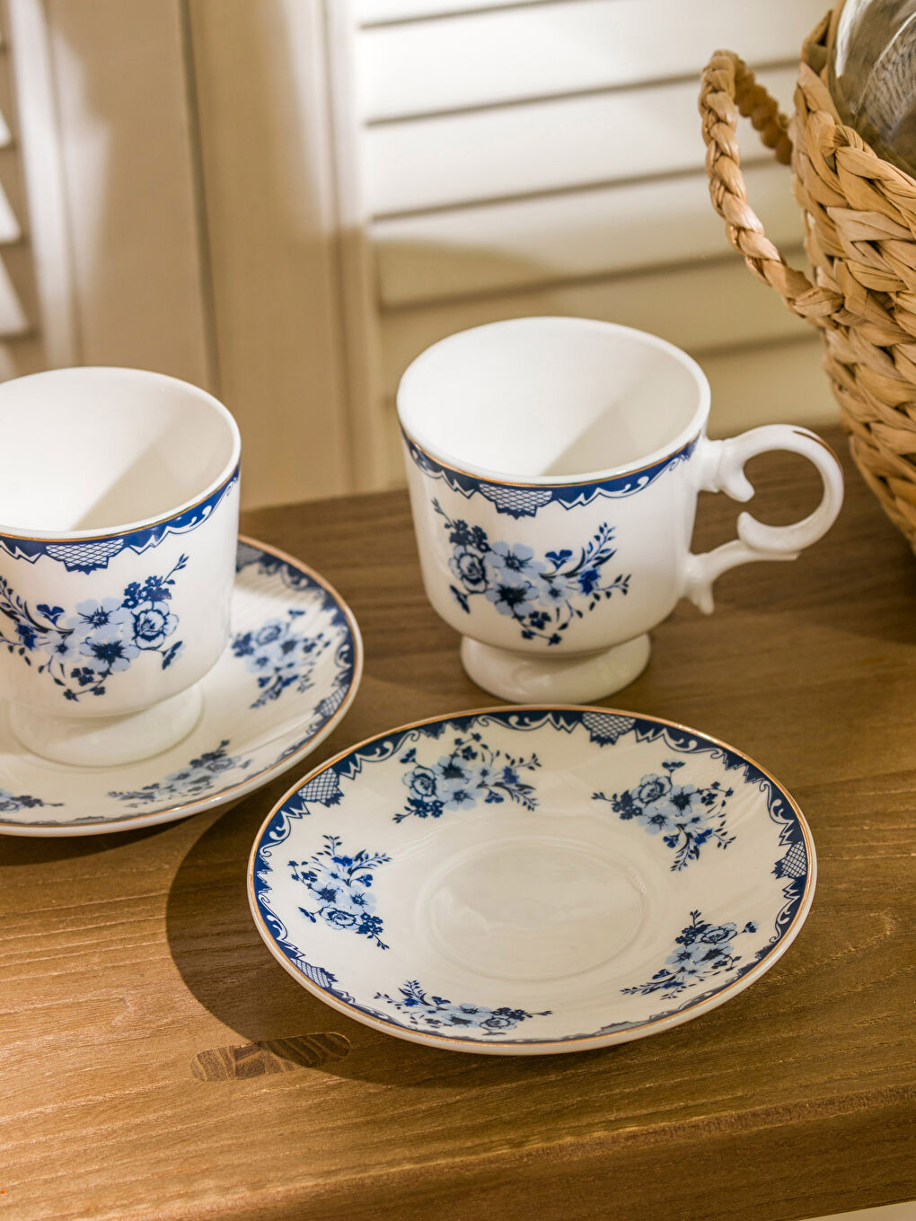 LCW HOME Mavi Baskılı 2 Kişilik Porselen Kahve Fincan Takımı 90 ml - 1