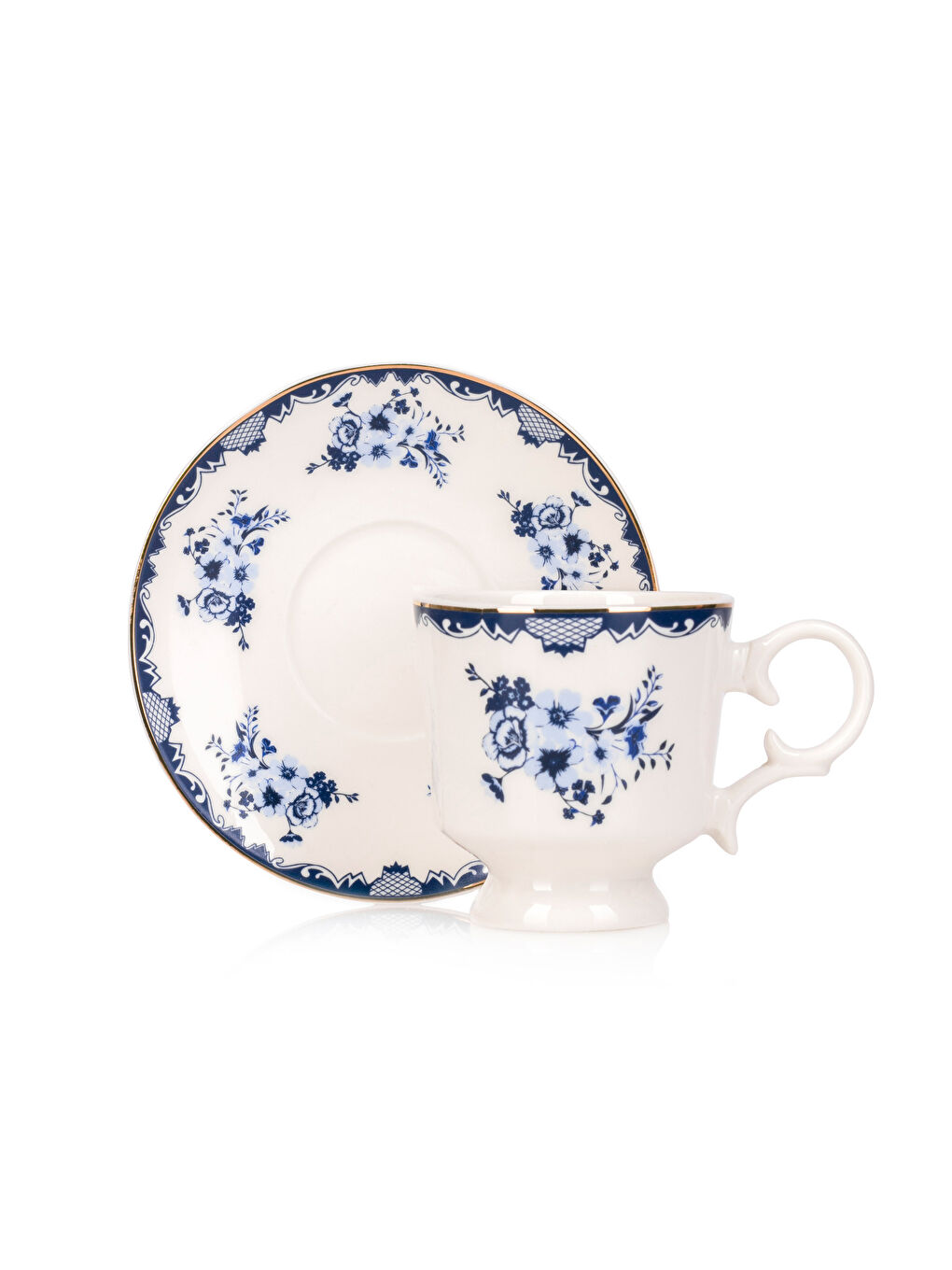 LCW HOME Mavi Baskılı 2 Kişilik Porselen Kahve Fincan Takımı 90 ml - 4