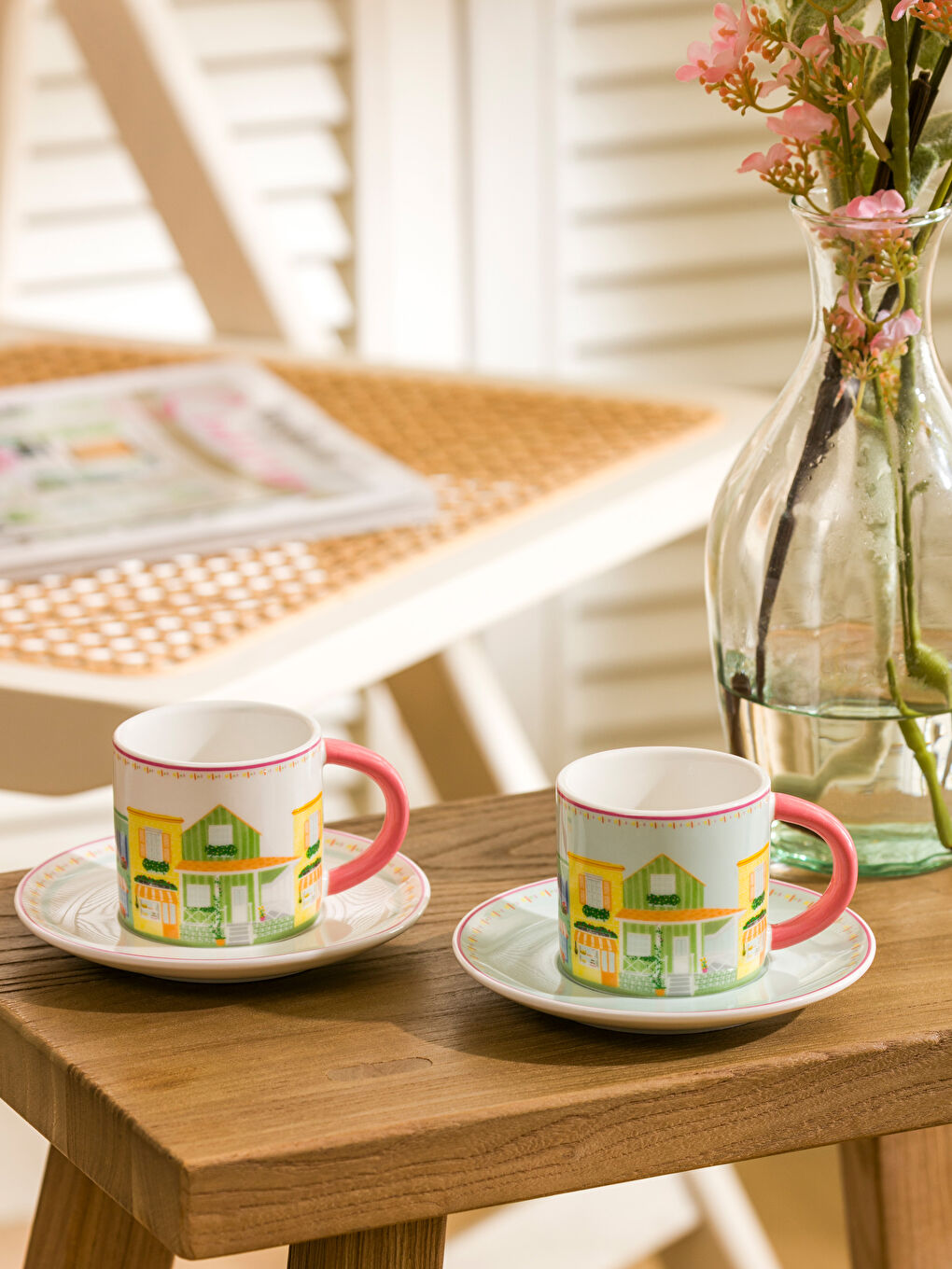 LCW HOME Štampani Set Šolja za Kafu od Porcelana za 2 Osobe 90 ml -S58624Z8-F9C