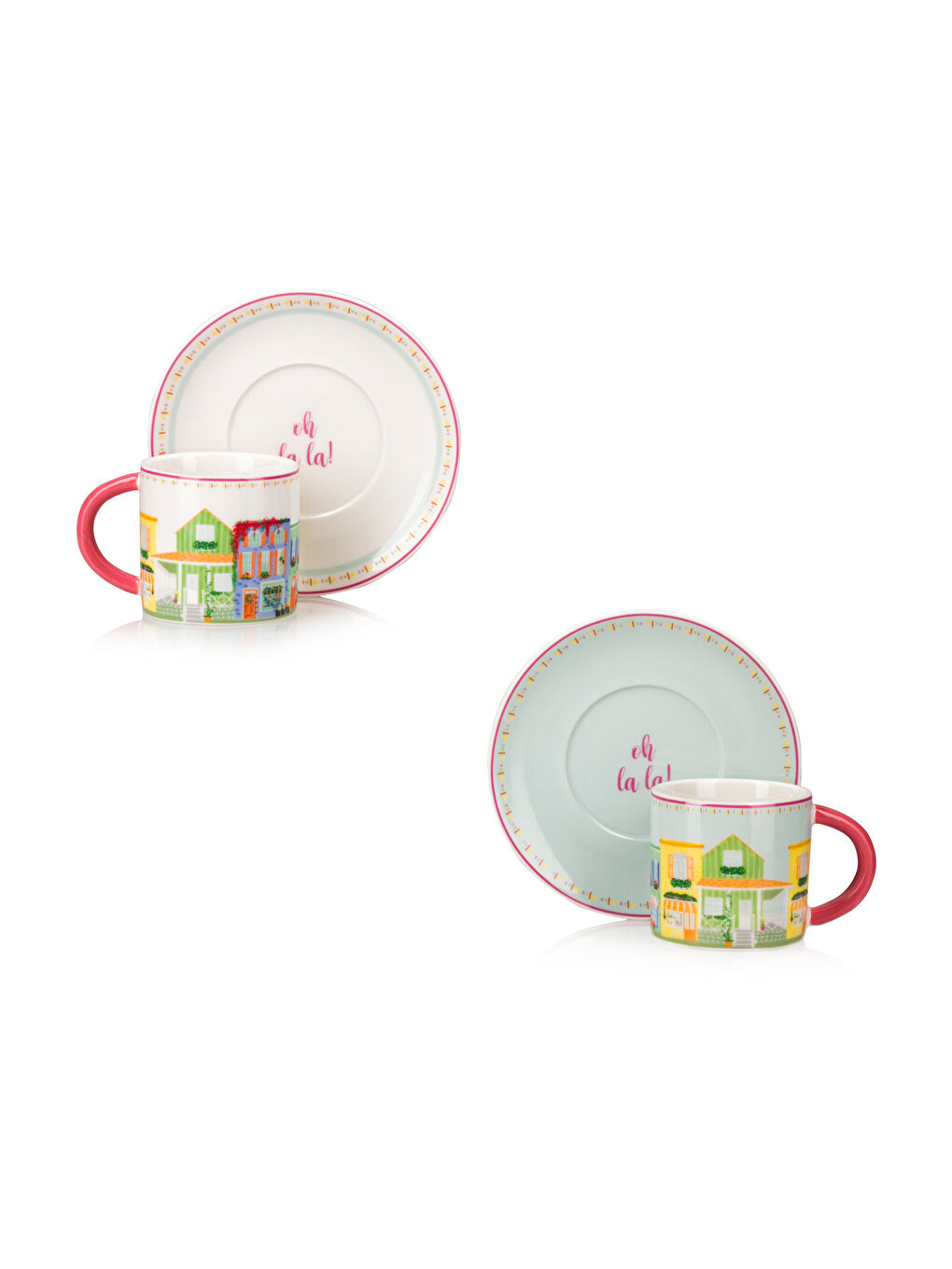 LCW HOME Štampani Set Šolja za Kafu od Porcelana za 2 Osobe 90 ml -S58624Z8-F9C