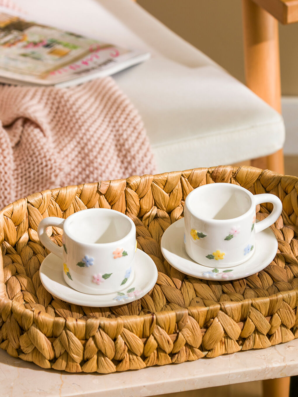 LCW HOME Karişik Çiçek Desenli 2 Kişilik Seramik Kahve Fincan Takımı 90 ml