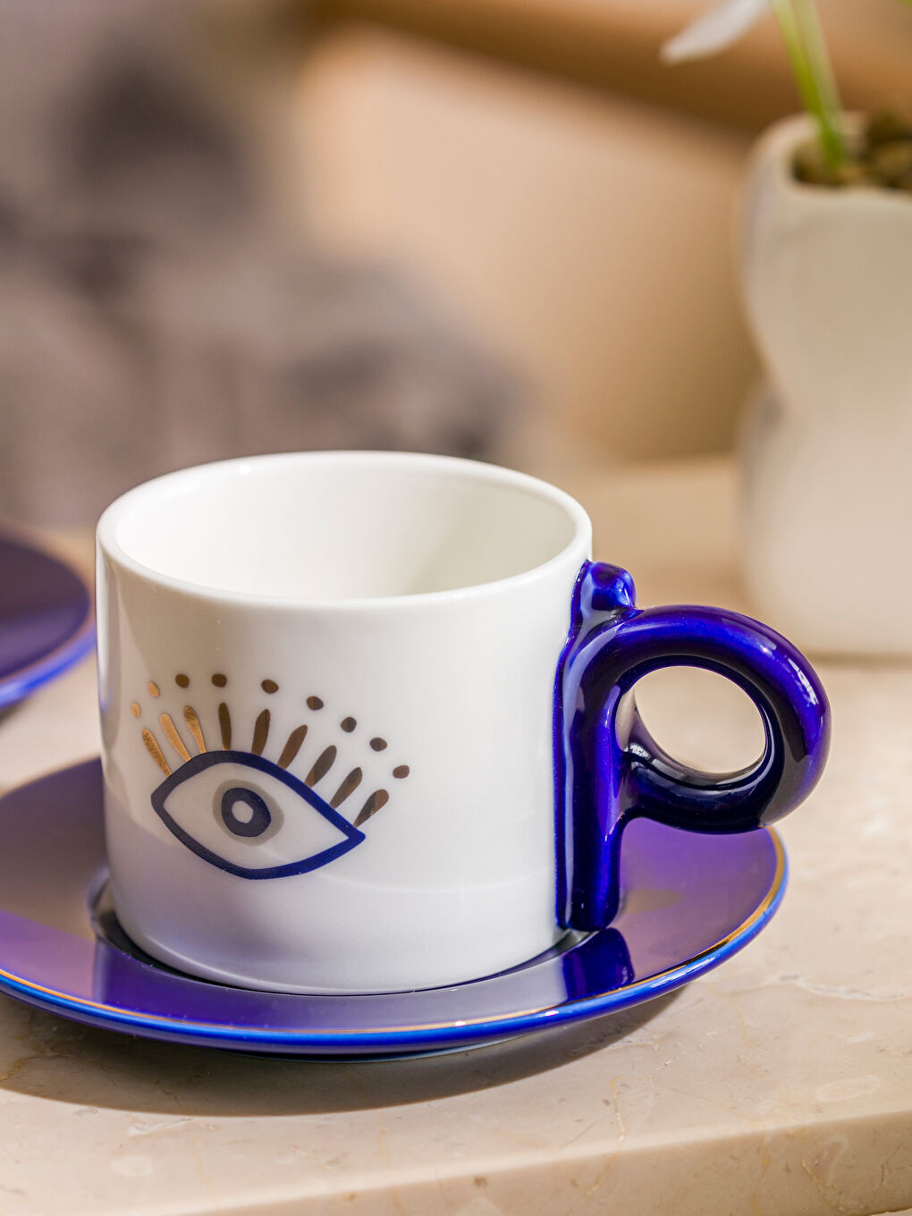 Eye Printed 2-Person Porcelain Coffee Cup Set 90 ml -S5AO91Z8-LQQ